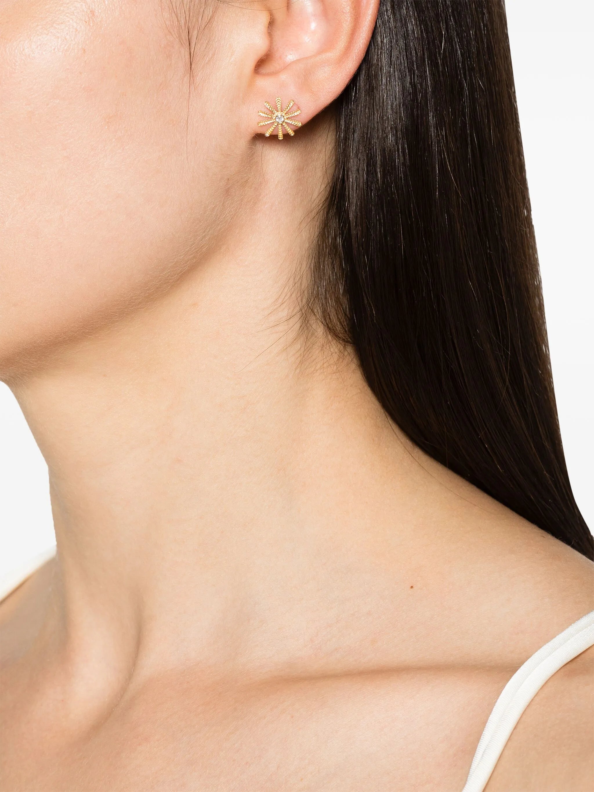 18kt yellow gold Tiny Sunflower diamond earrings stud