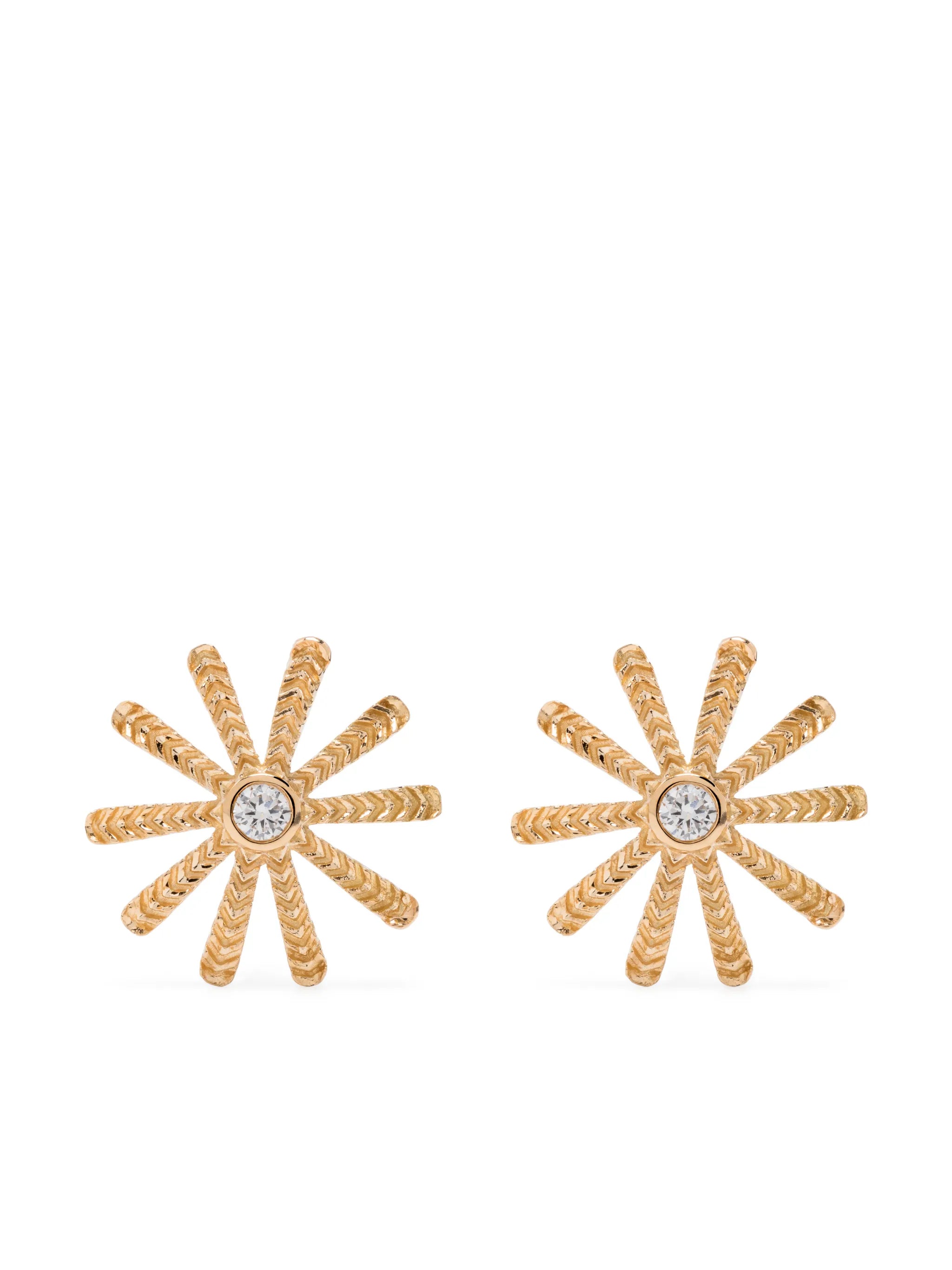 18kt yellow gold Tiny Sunflower diamond earrings stud