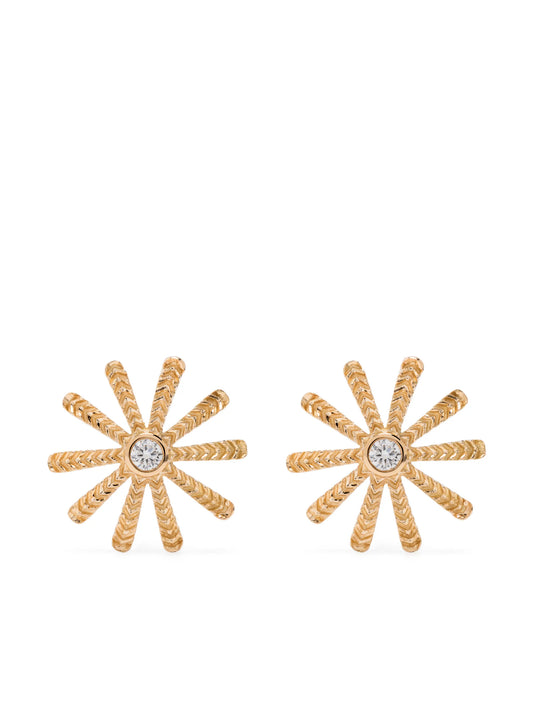 18kt yellow gold Tiny Sunflower diamond earrings stud