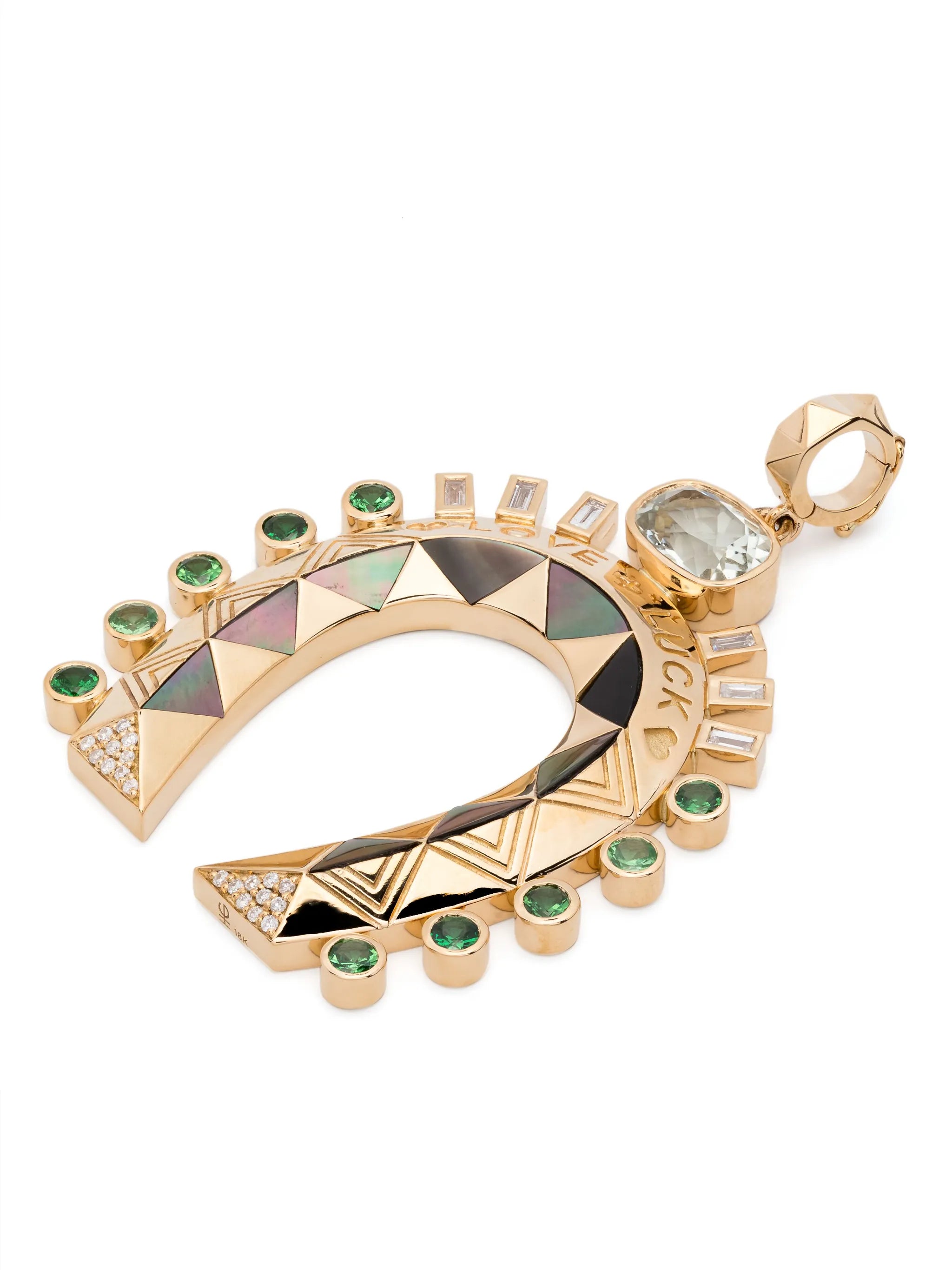 18kt yellow gold Major Love + Luck Horseshoe multi-stone pendant