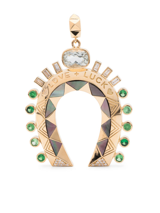 18kt yellow gold Major Love + Luck Horseshoe multi-stone pendant