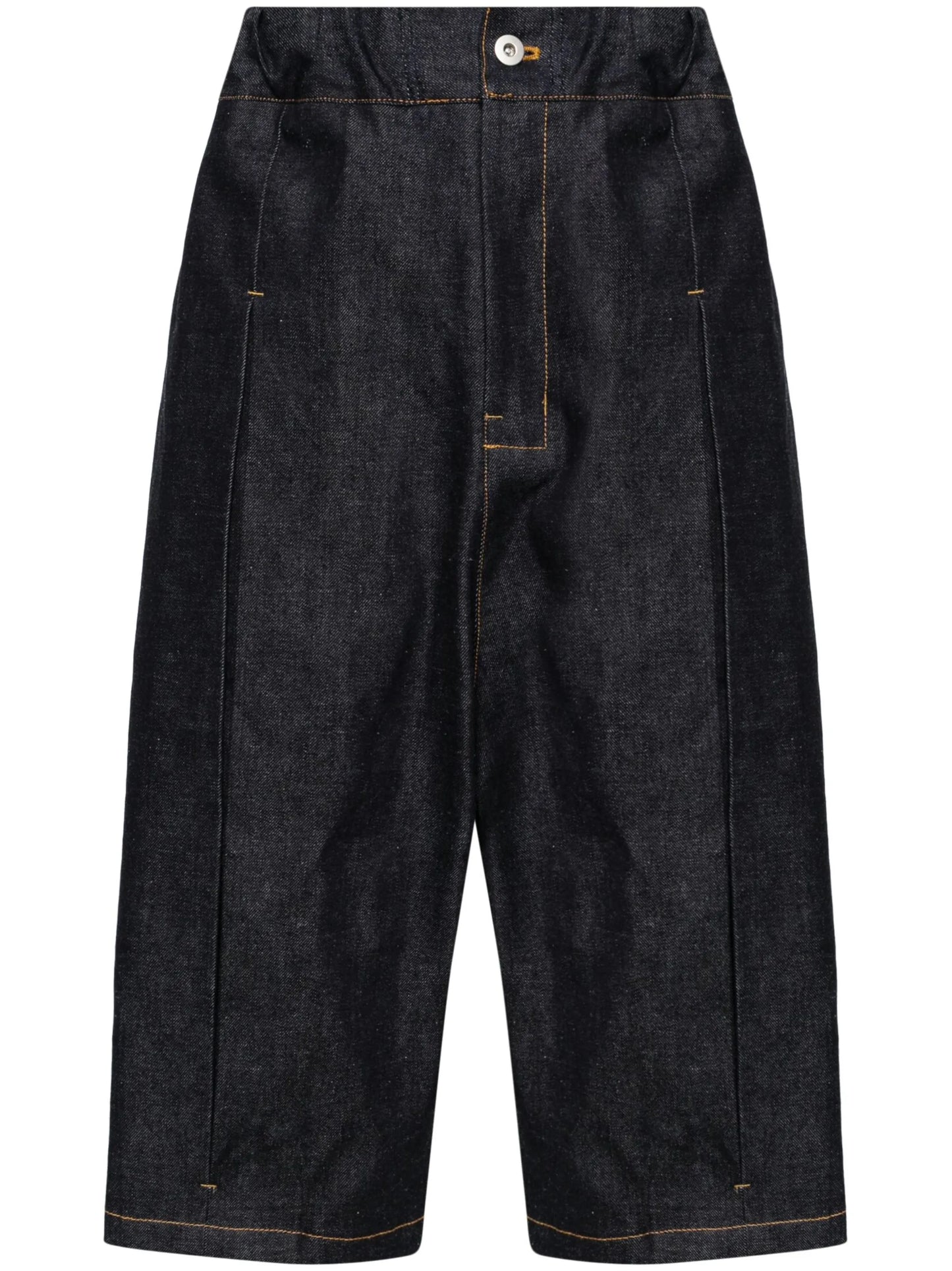pleated wide-leg denim shorts