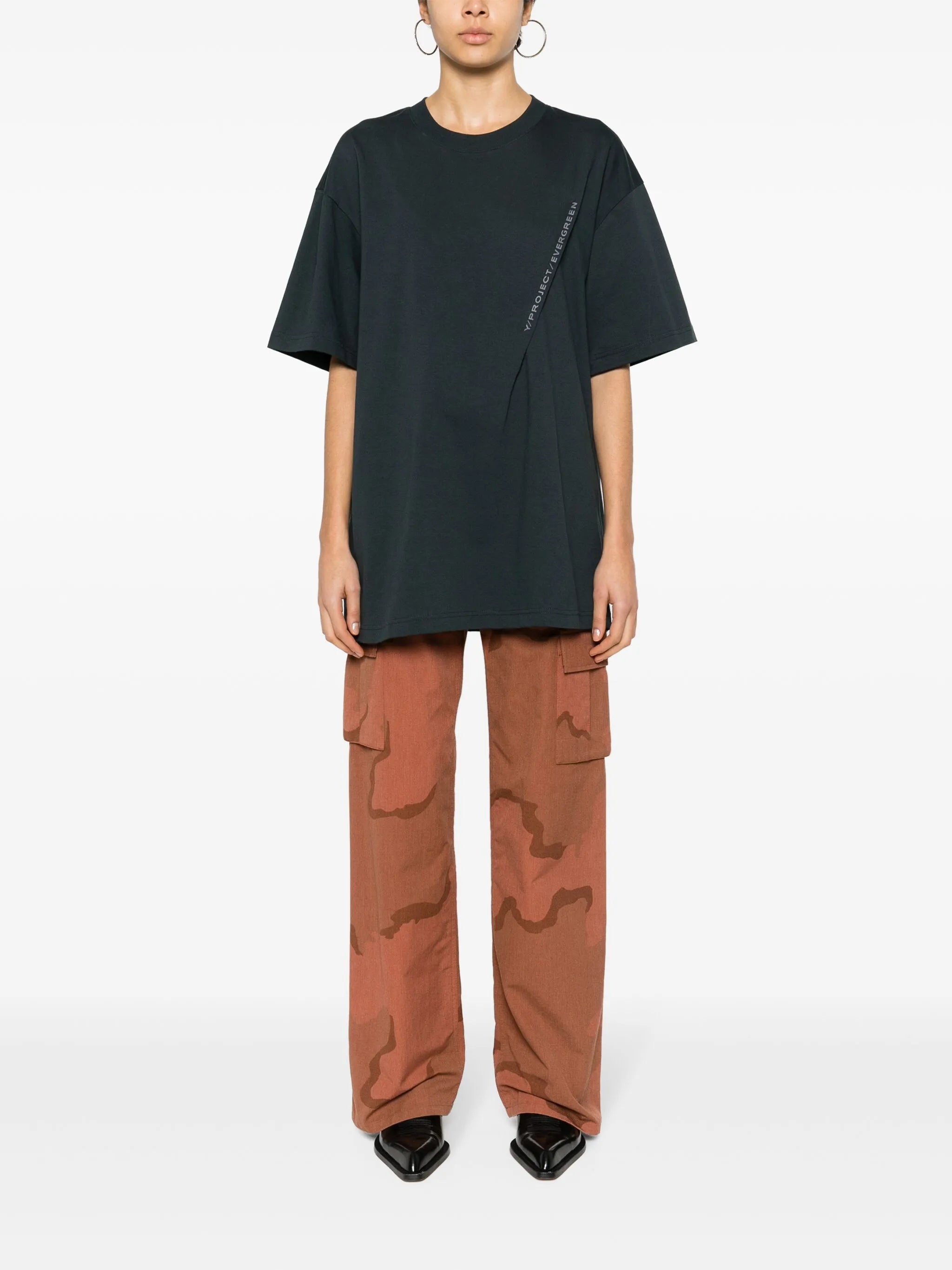 pleat-detail cotton T-shirt