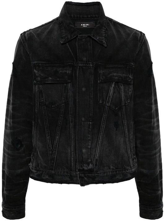 faded panelled denim jacket