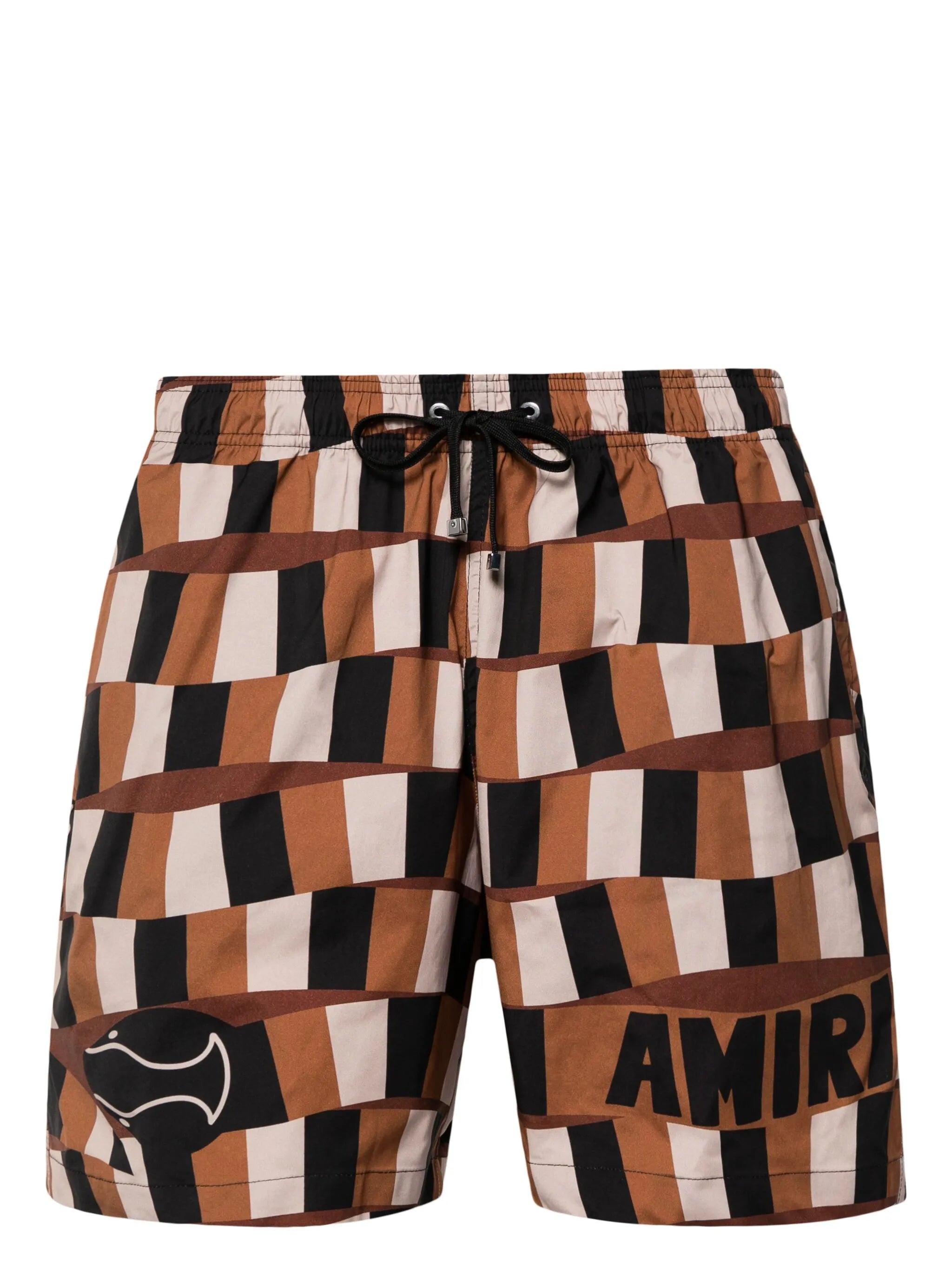 logo-print checked swim shorts