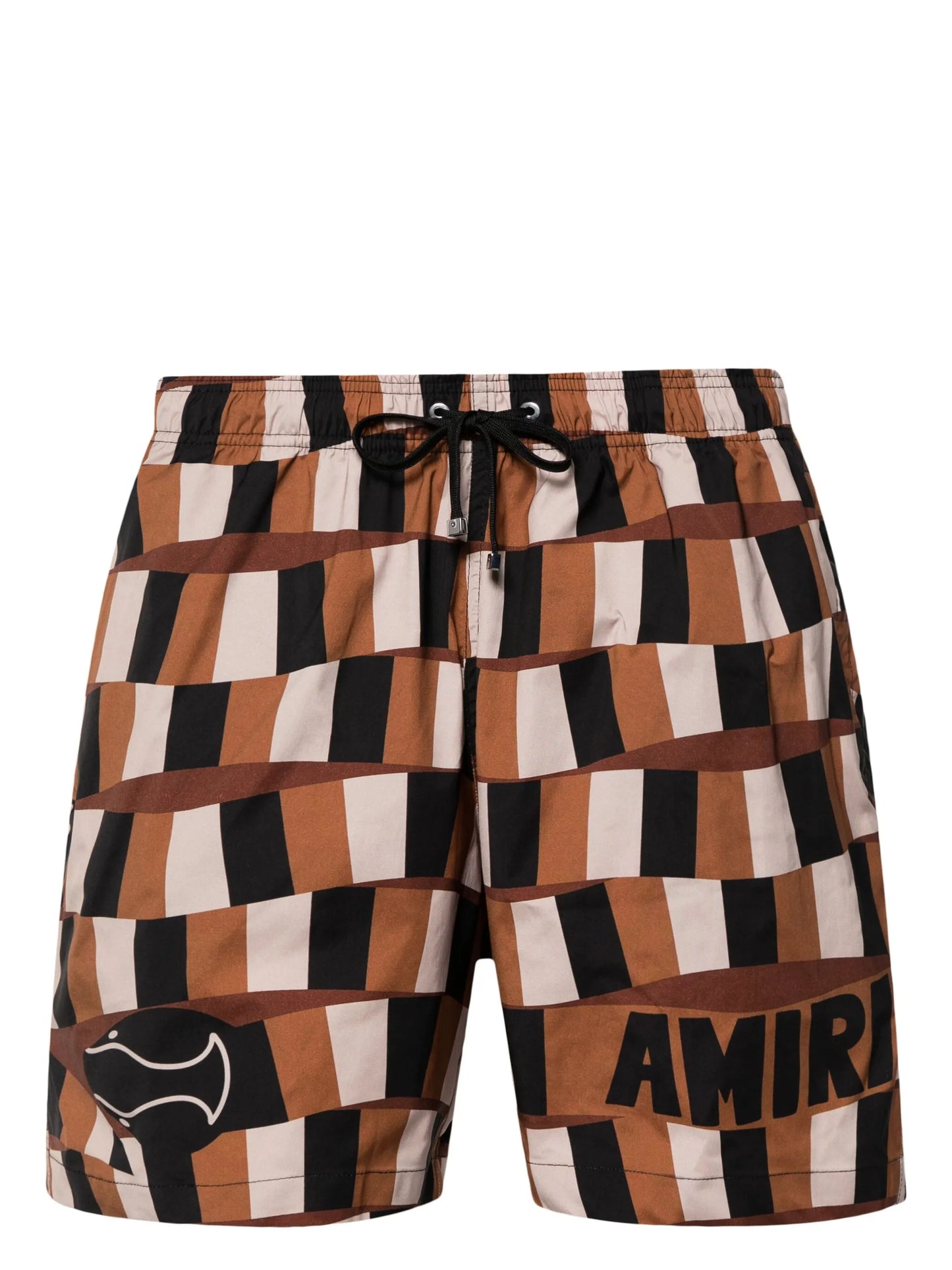 logo-print checked swim shorts