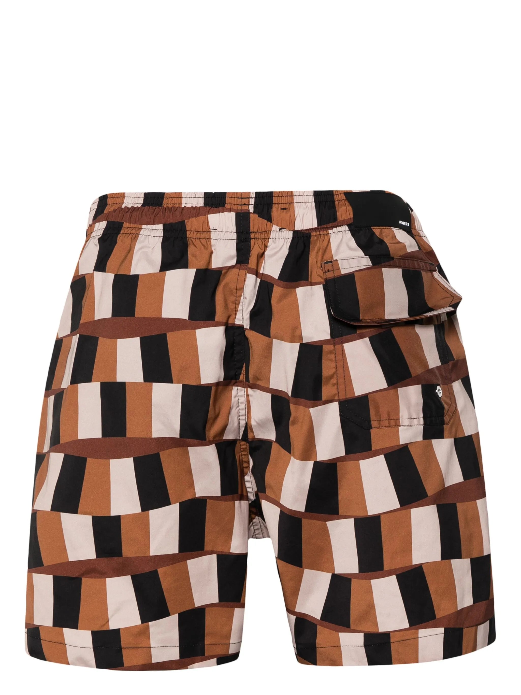 logo-print checked swim shorts
