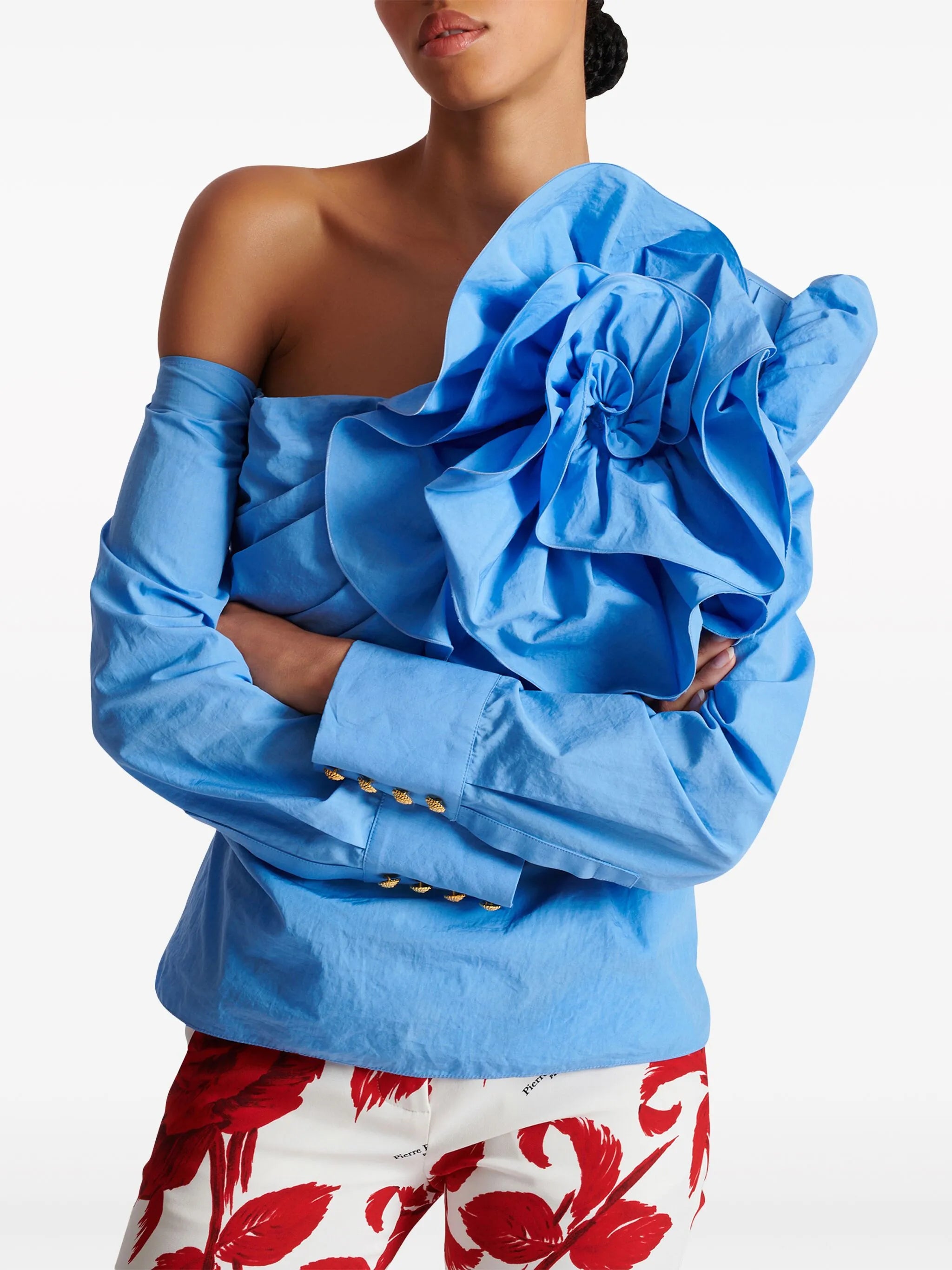ruffle-detailed asymmetric blouse