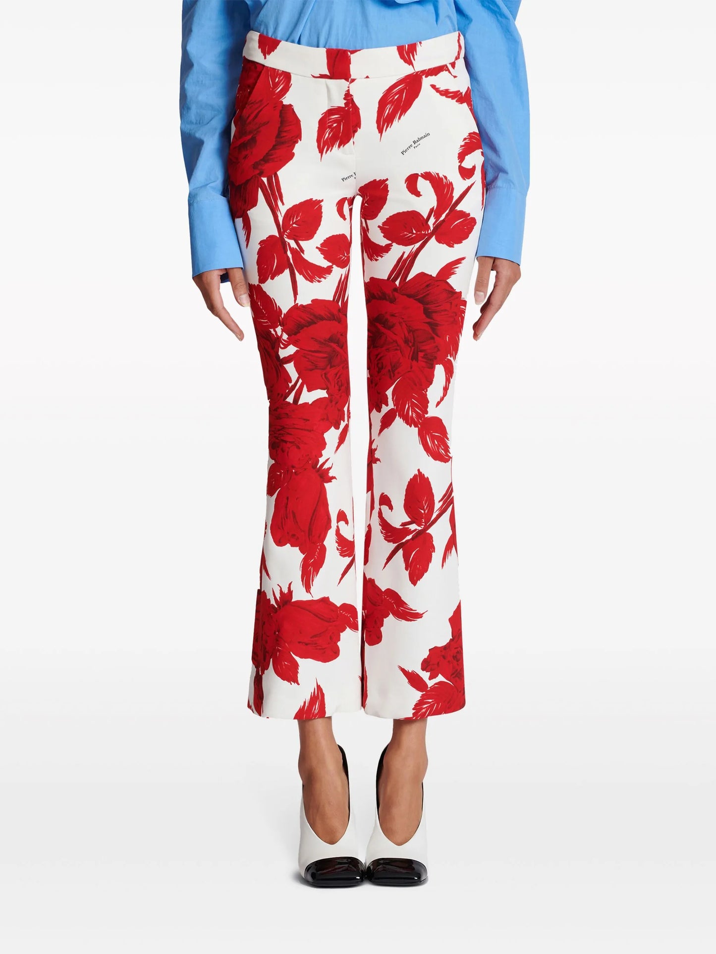 rose-print flared trousers