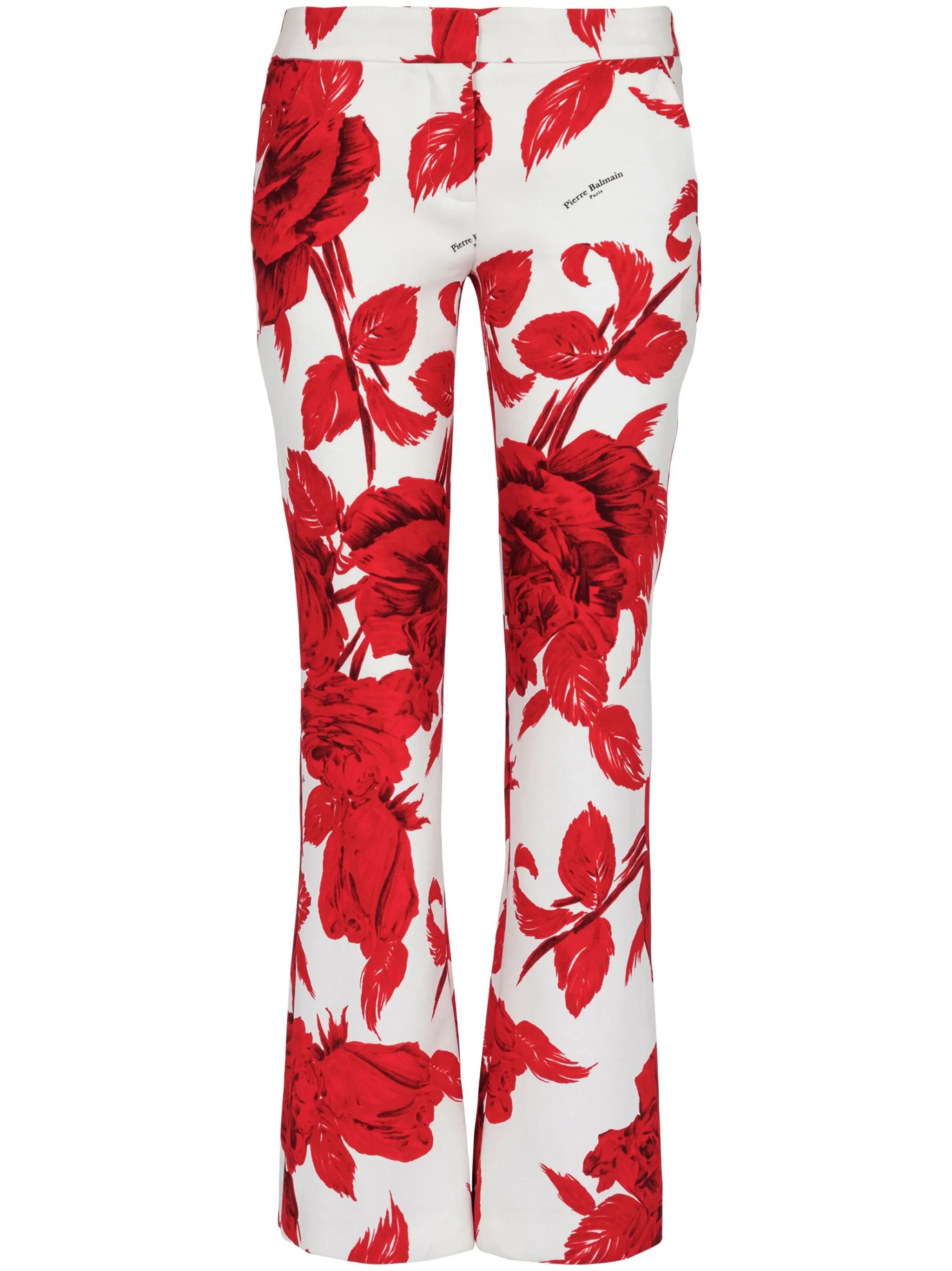 rose-print flared trousers