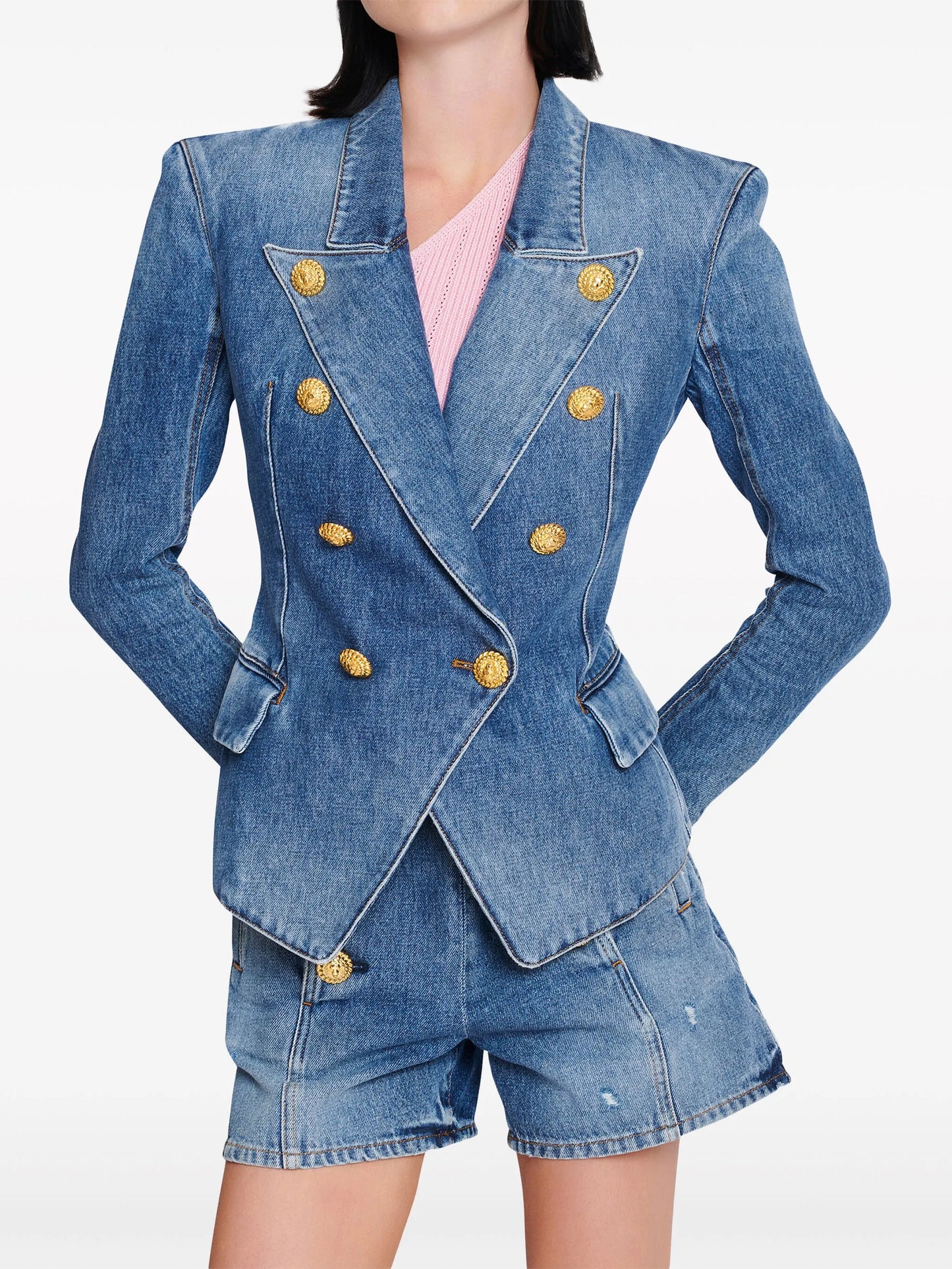 double-breasted denim jacket