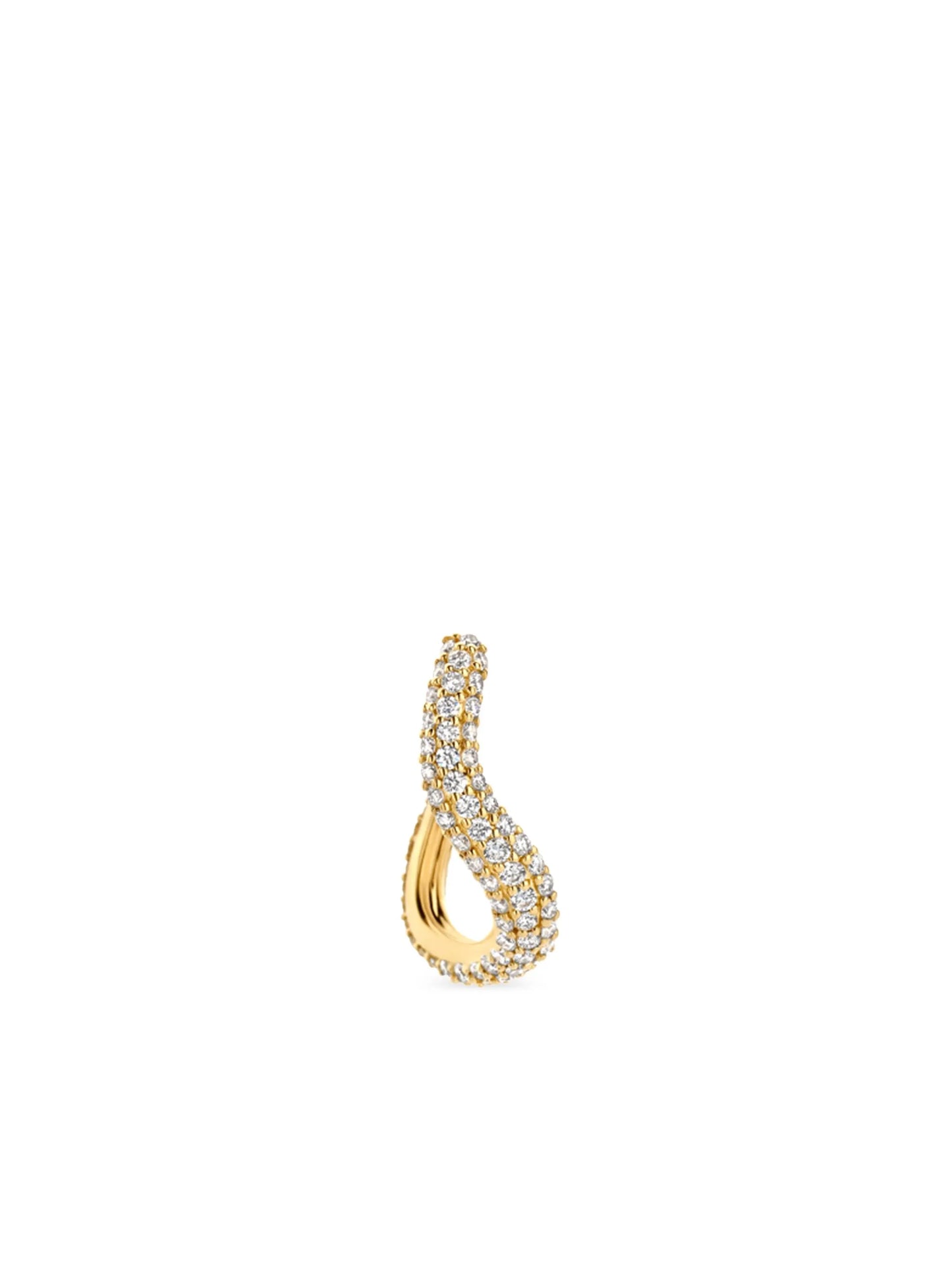 18kt yellow gold Wavy diamond hoop earring