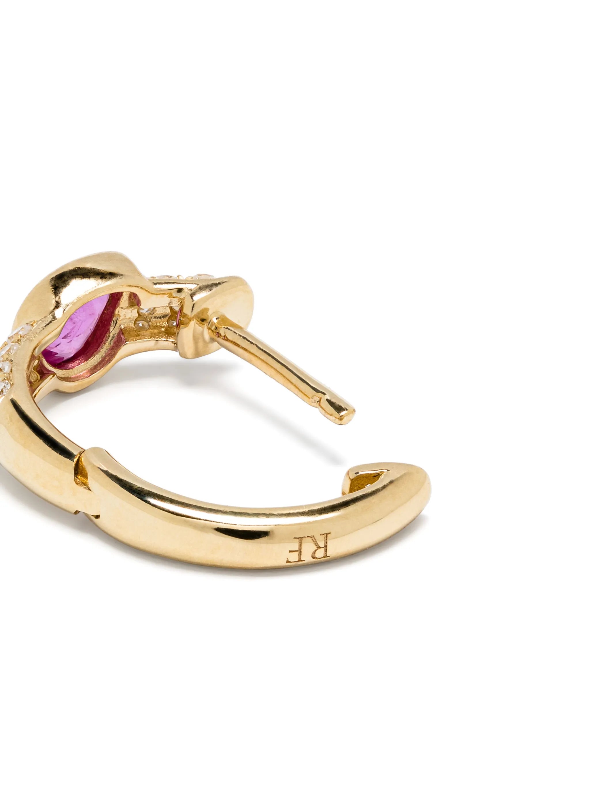 14kt yellow gold sapphire and diamond single earring