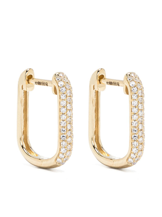 14kt yellow gold diamond hoop earrings