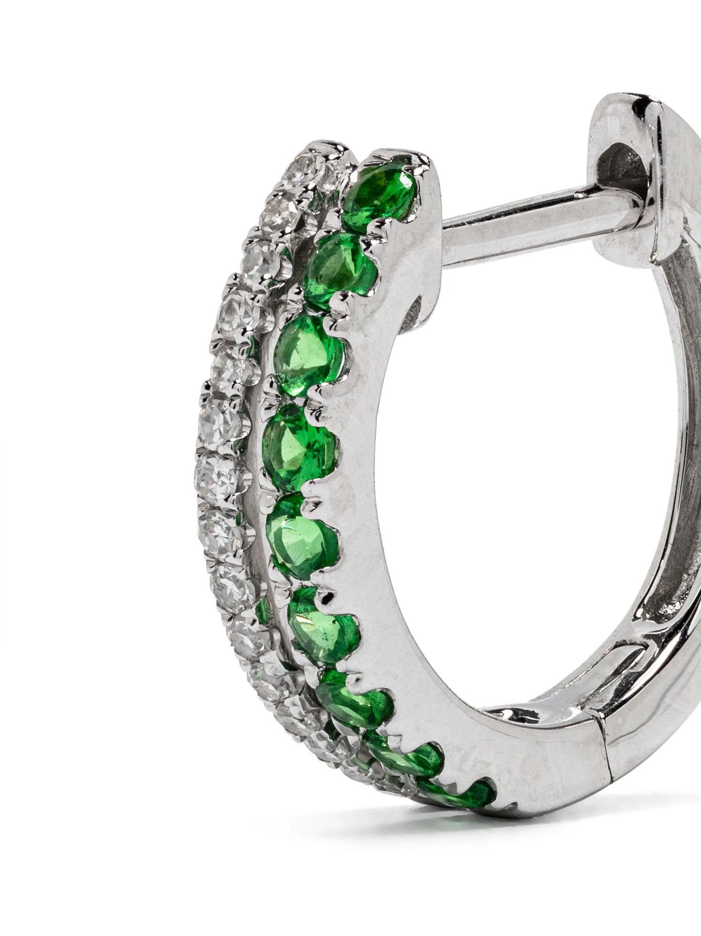 14kt white gold Row garnet single earrings