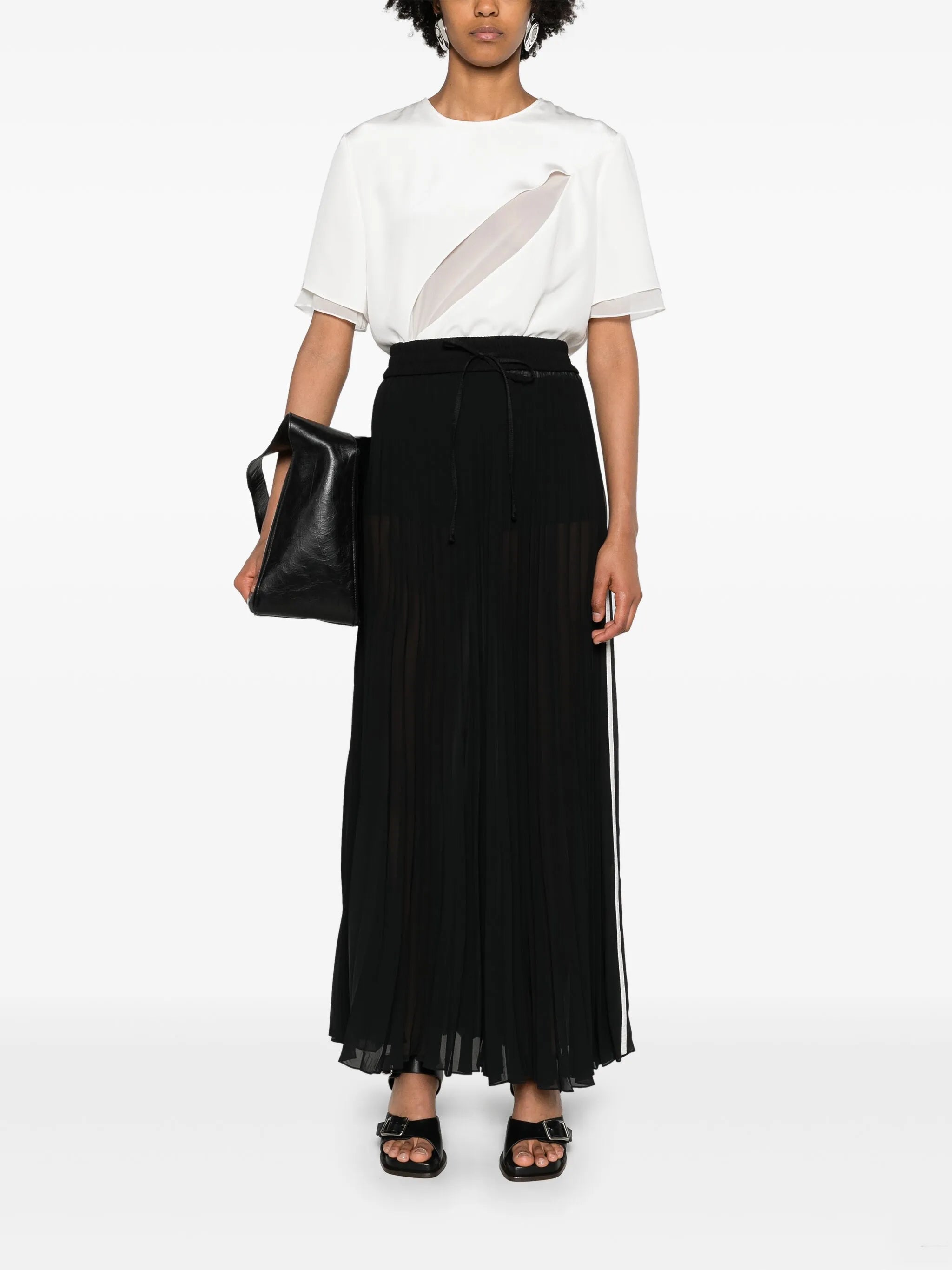 sheer pleated maxi skirt