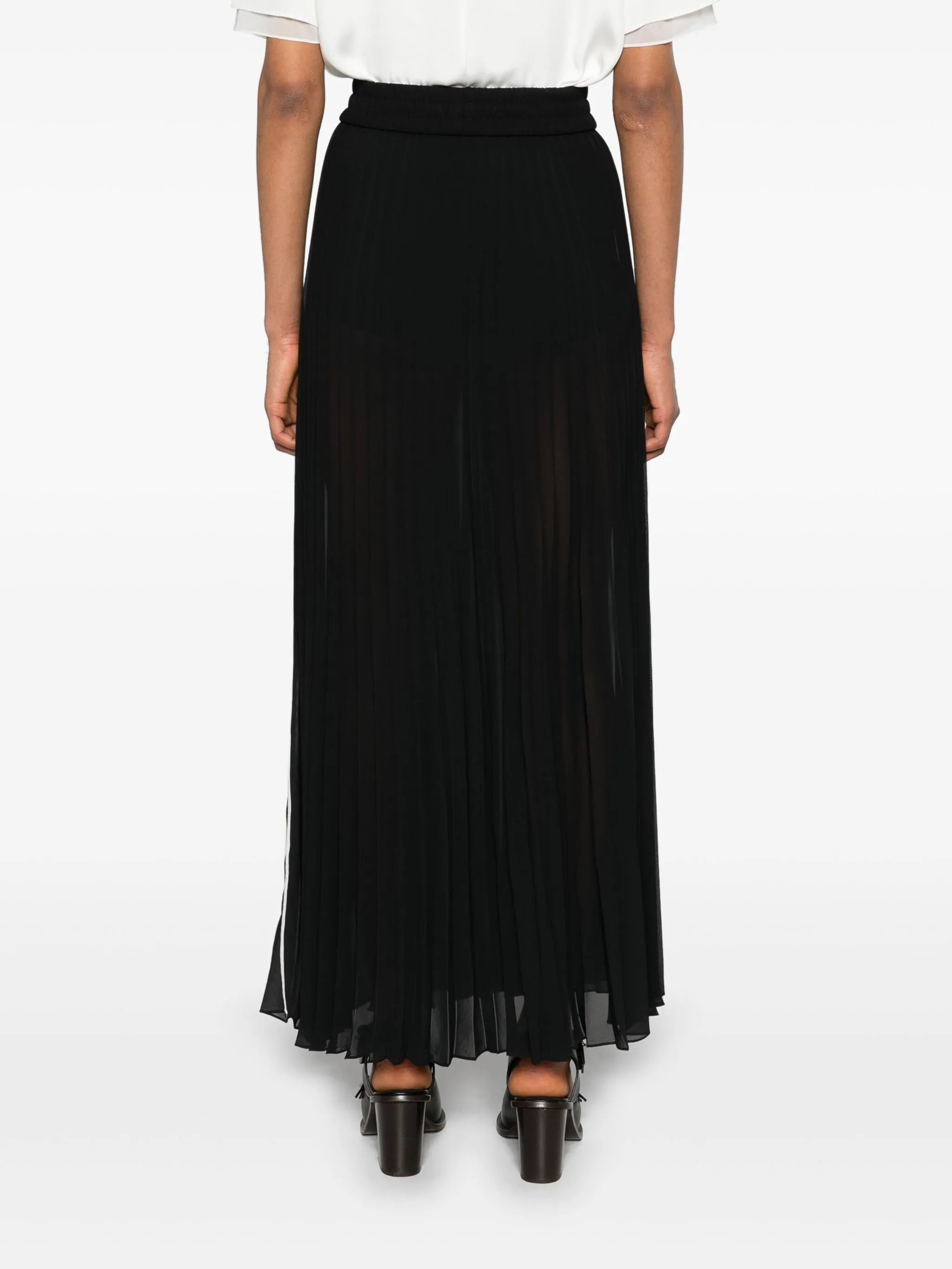 sheer pleated maxi skirt