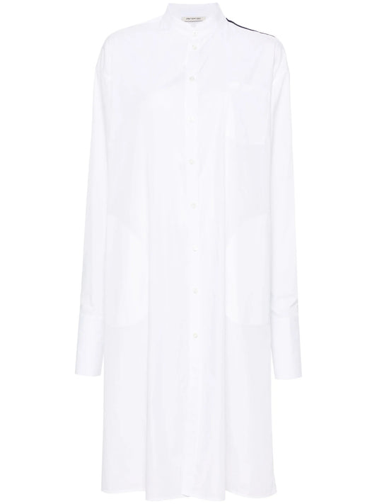 band-collar midi shirt dress