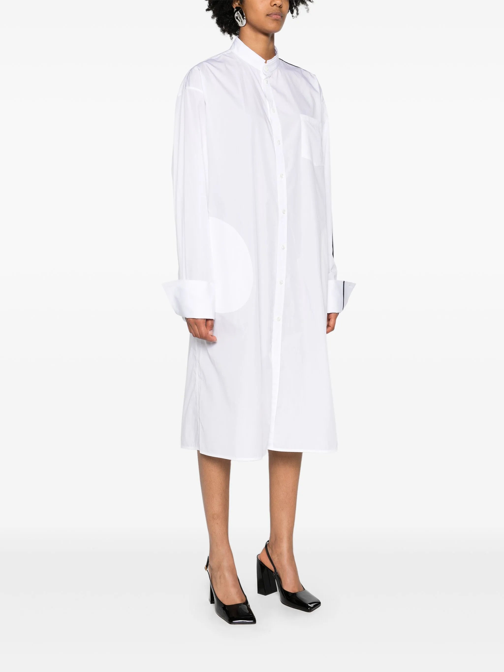 band-collar midi shirt dress
