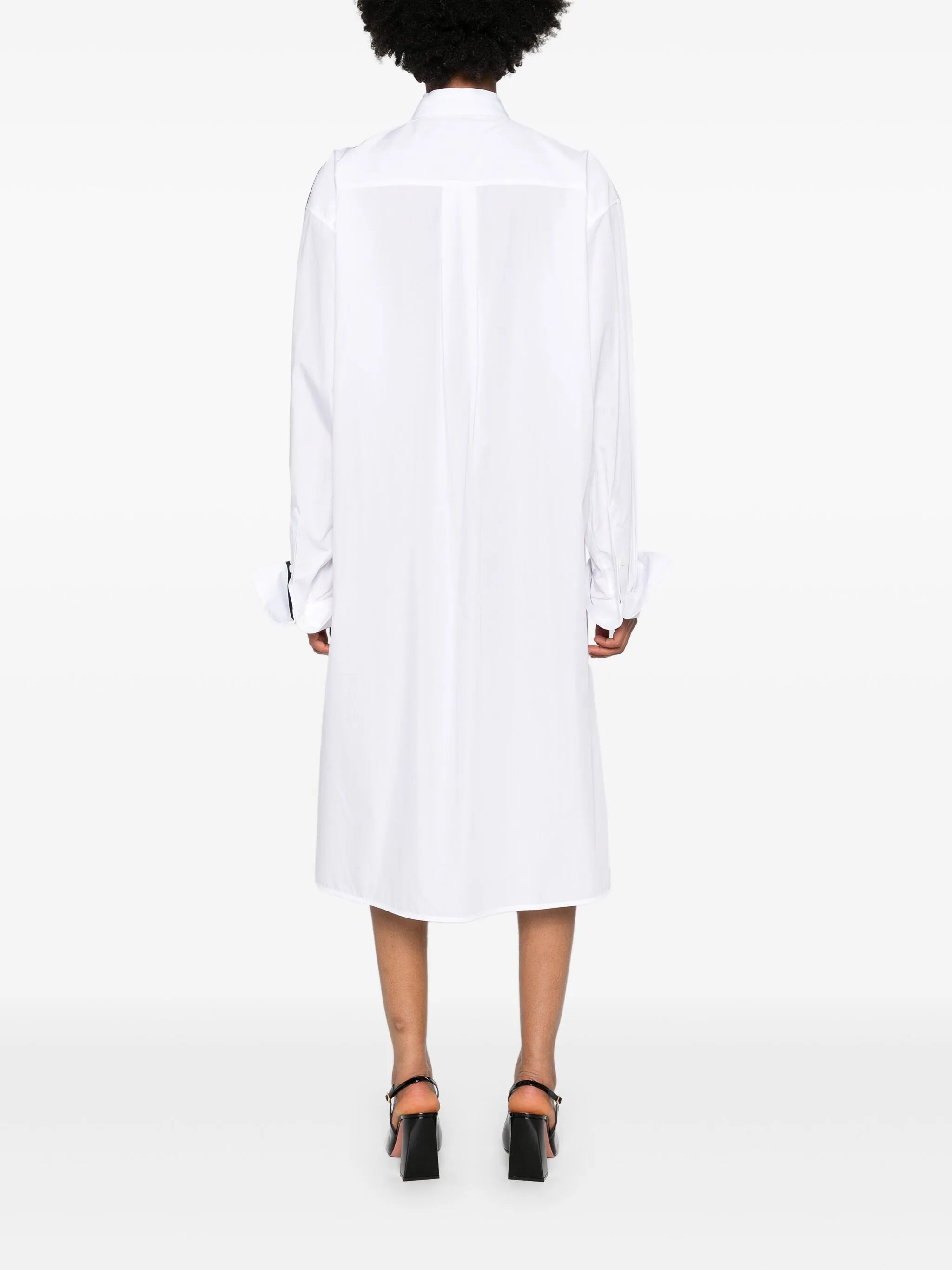 band-collar midi shirt dress