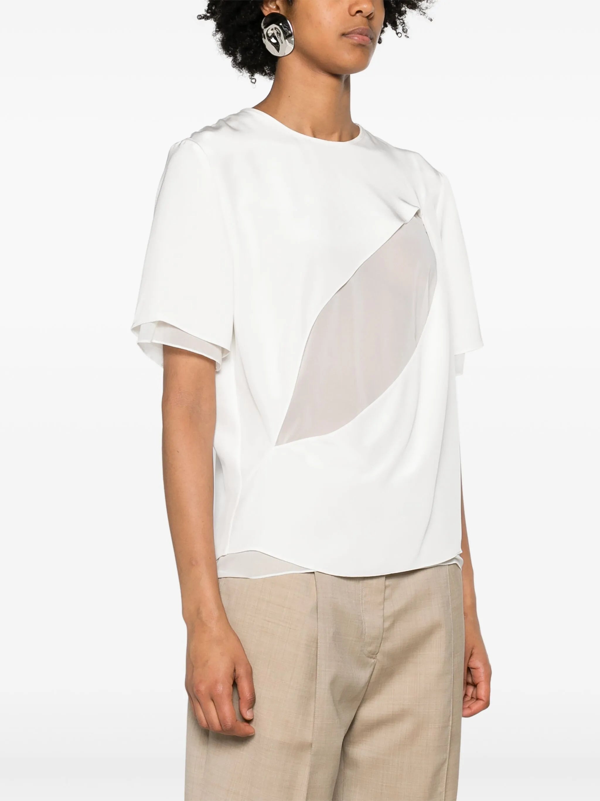 Slash silk blouse