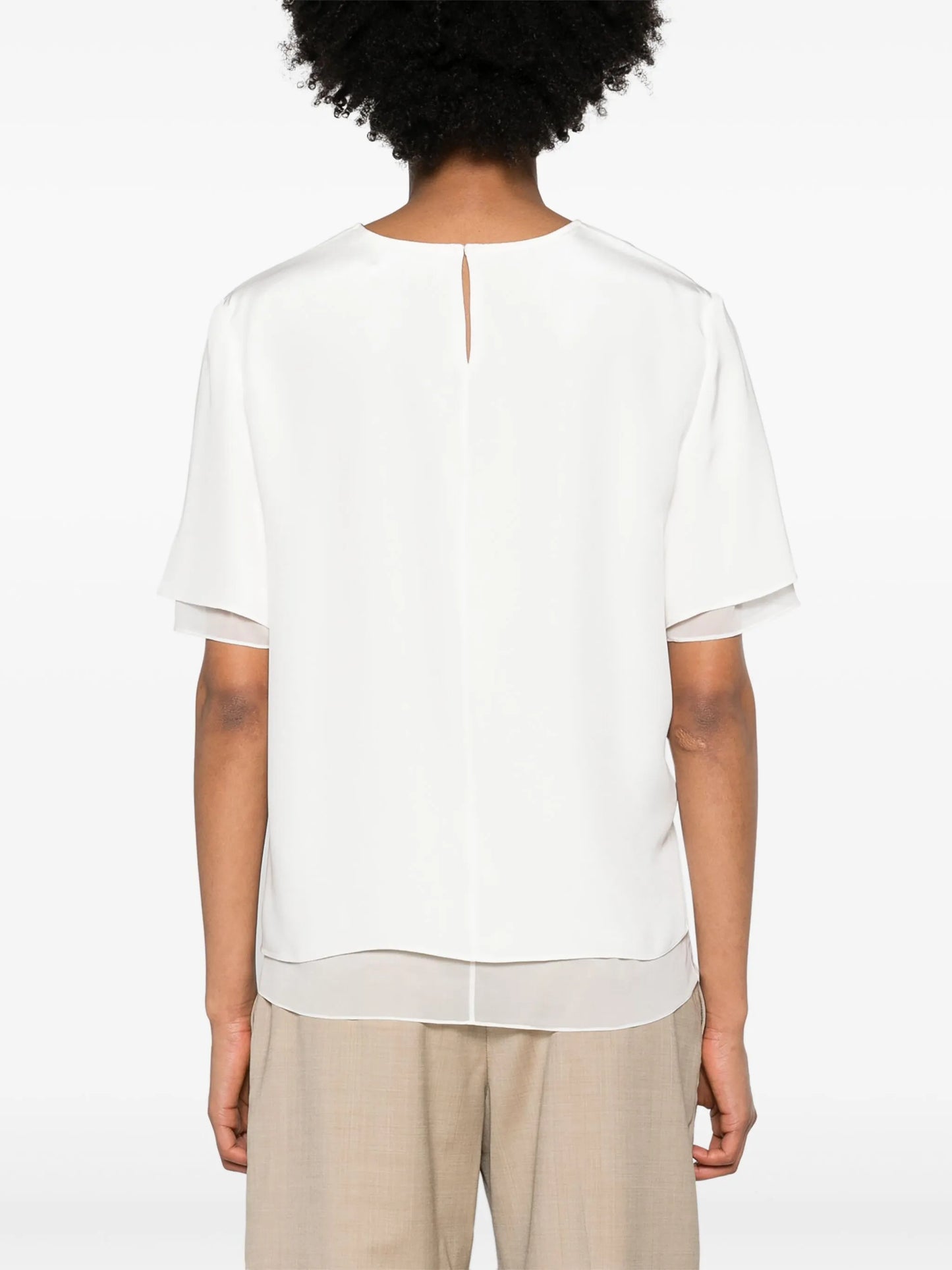 Slash silk blouse