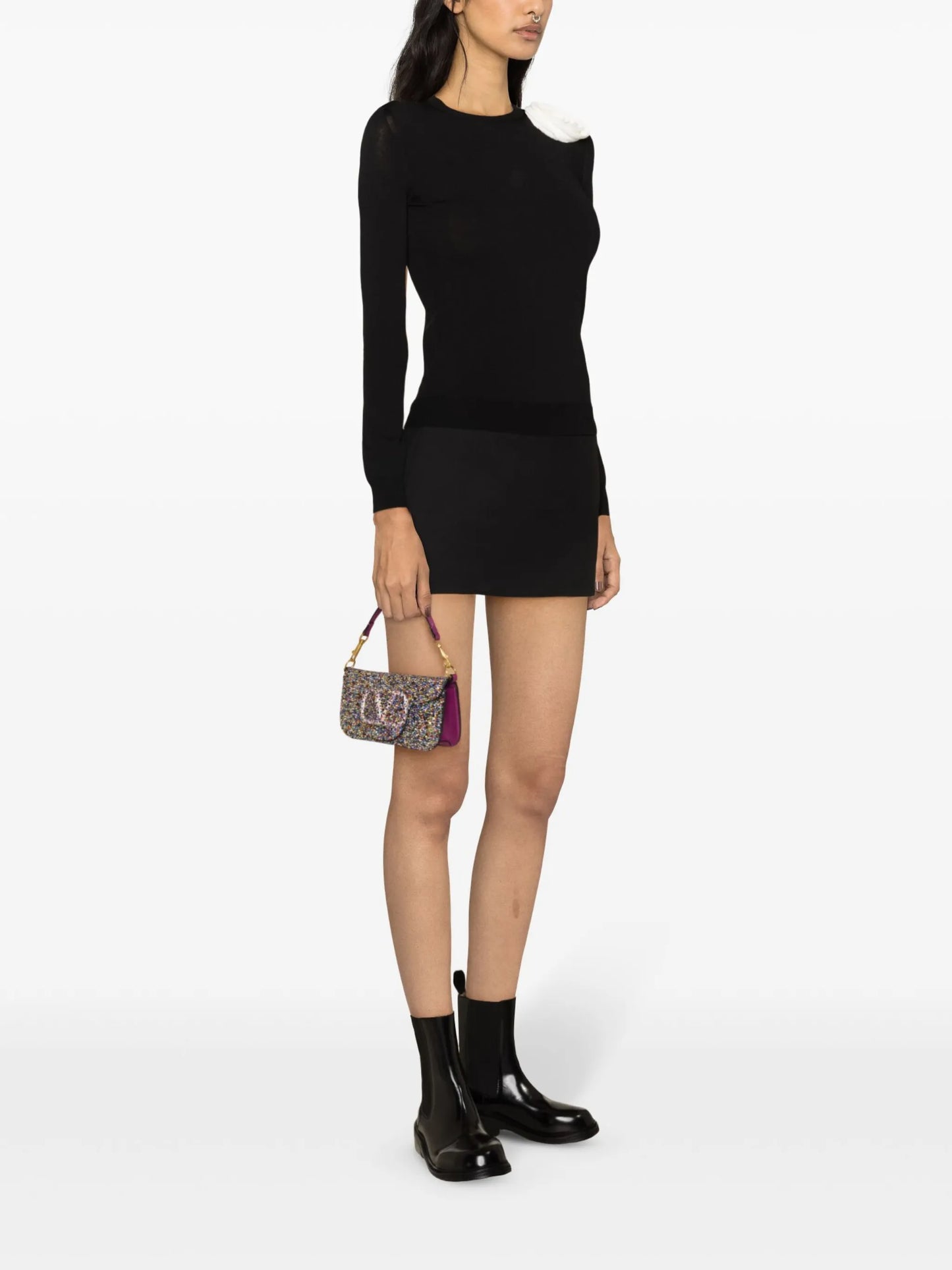 floral-appliqué sweater