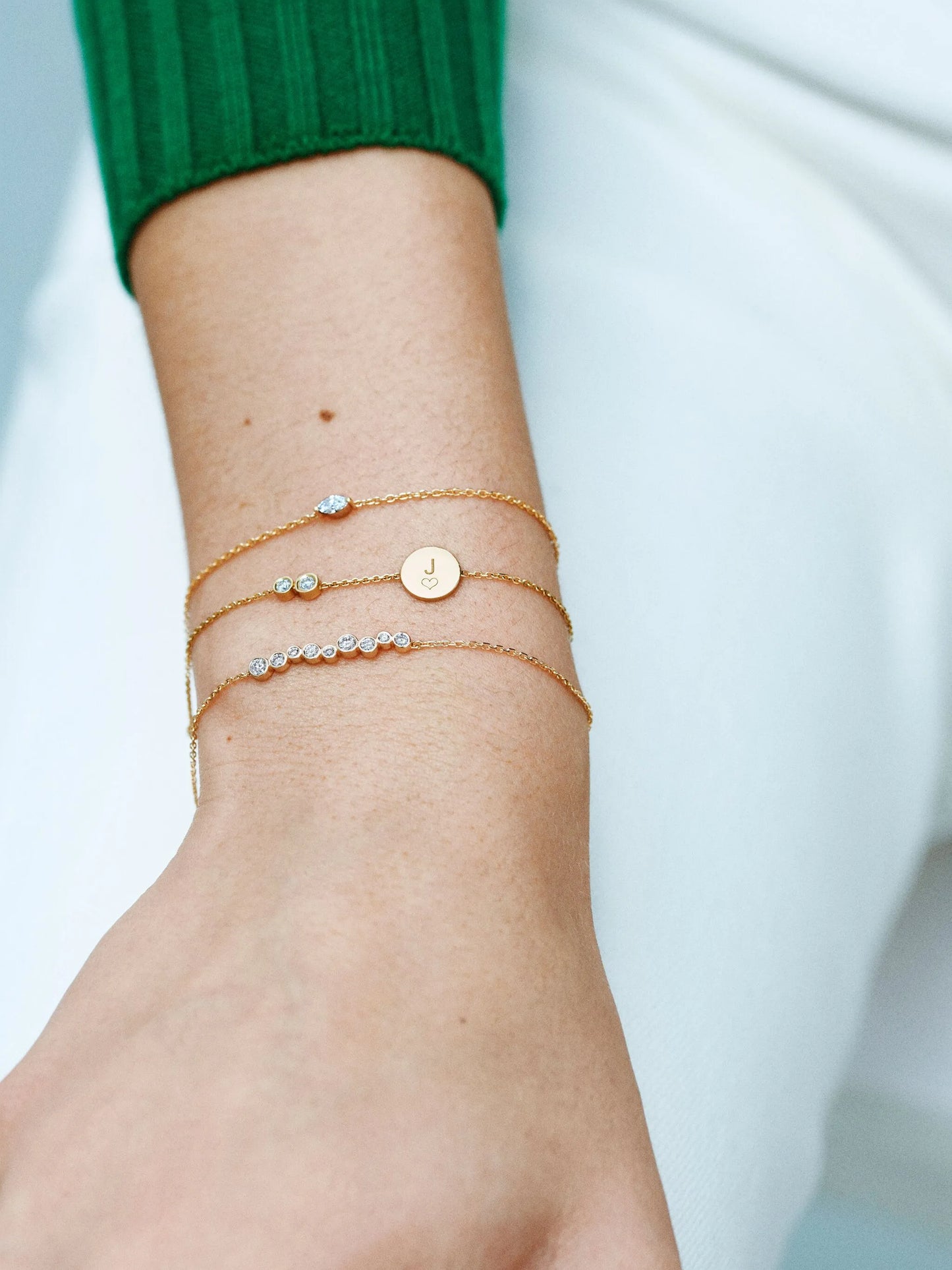 18kt recycled yellow gold Drop diamond bracelet