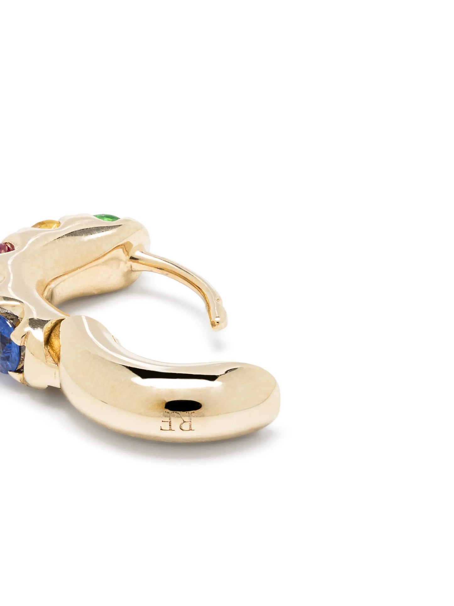 14kt yellow gold Rainbow sapphire single earring