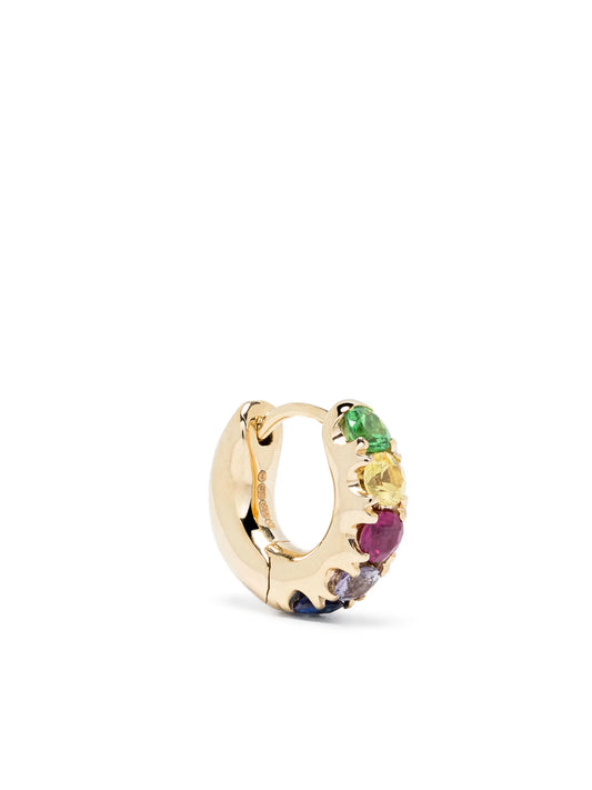 14kt yellow gold Rainbow sapphire single earring