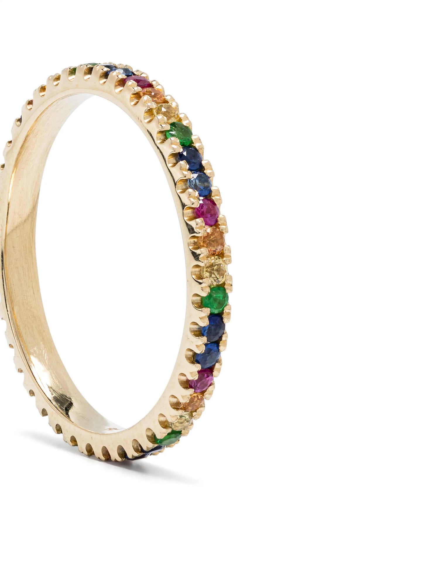 14kt yellow gold Rainbow sapphire eternity band ring
