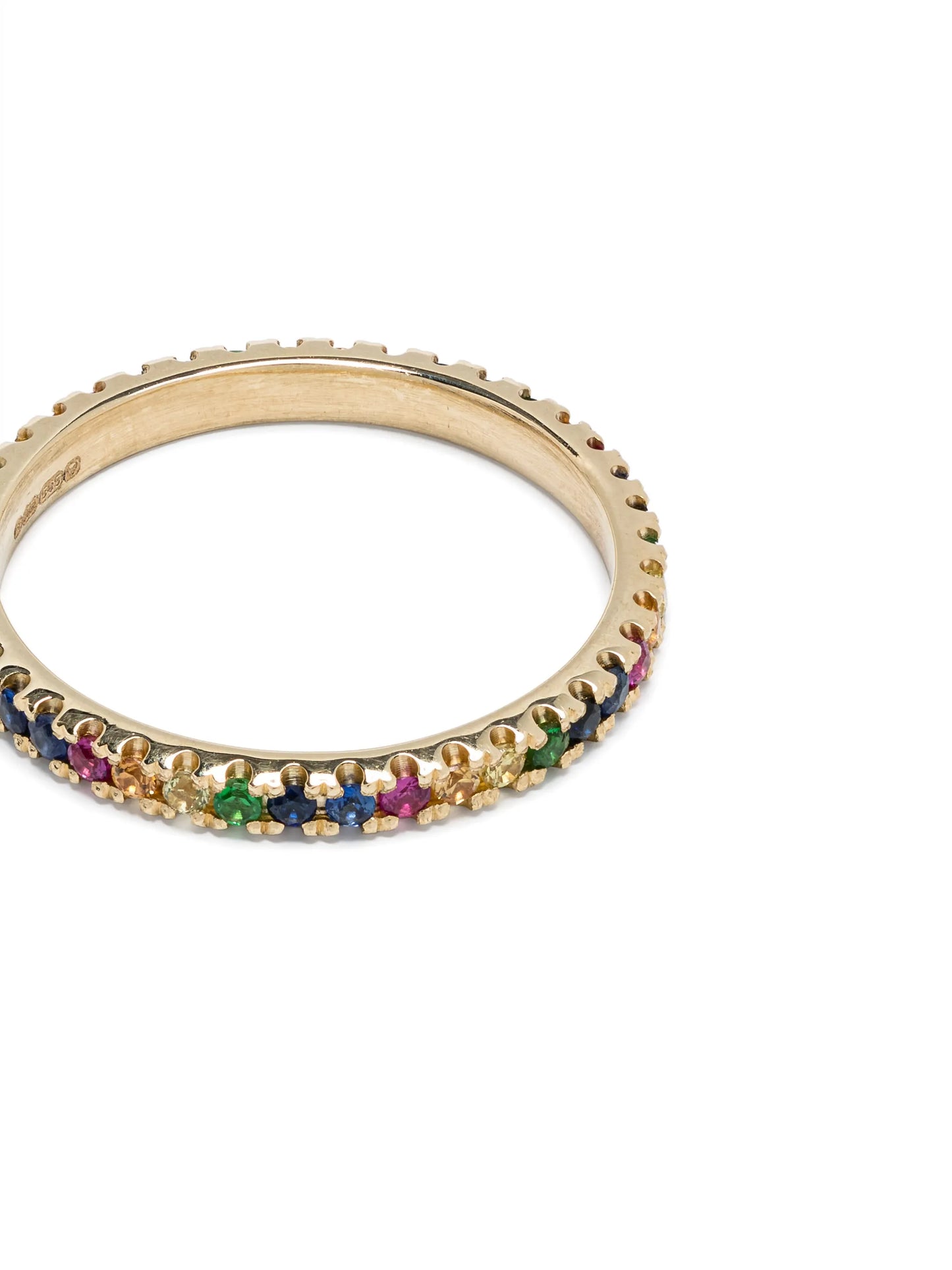 14kt yellow gold Rainbow sapphire eternity band ring