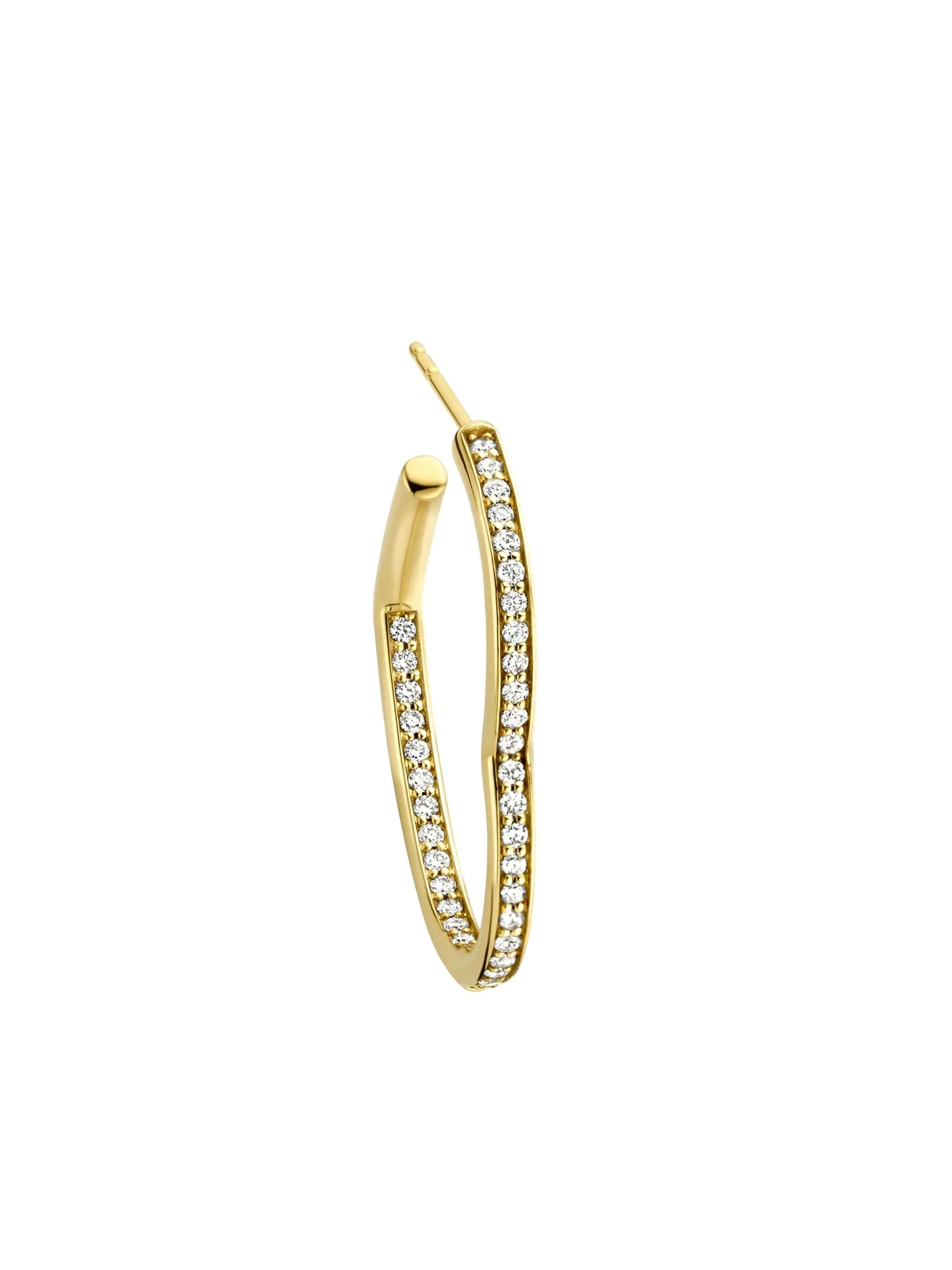 18kt yellow gold Open Heart diamond hoop earring