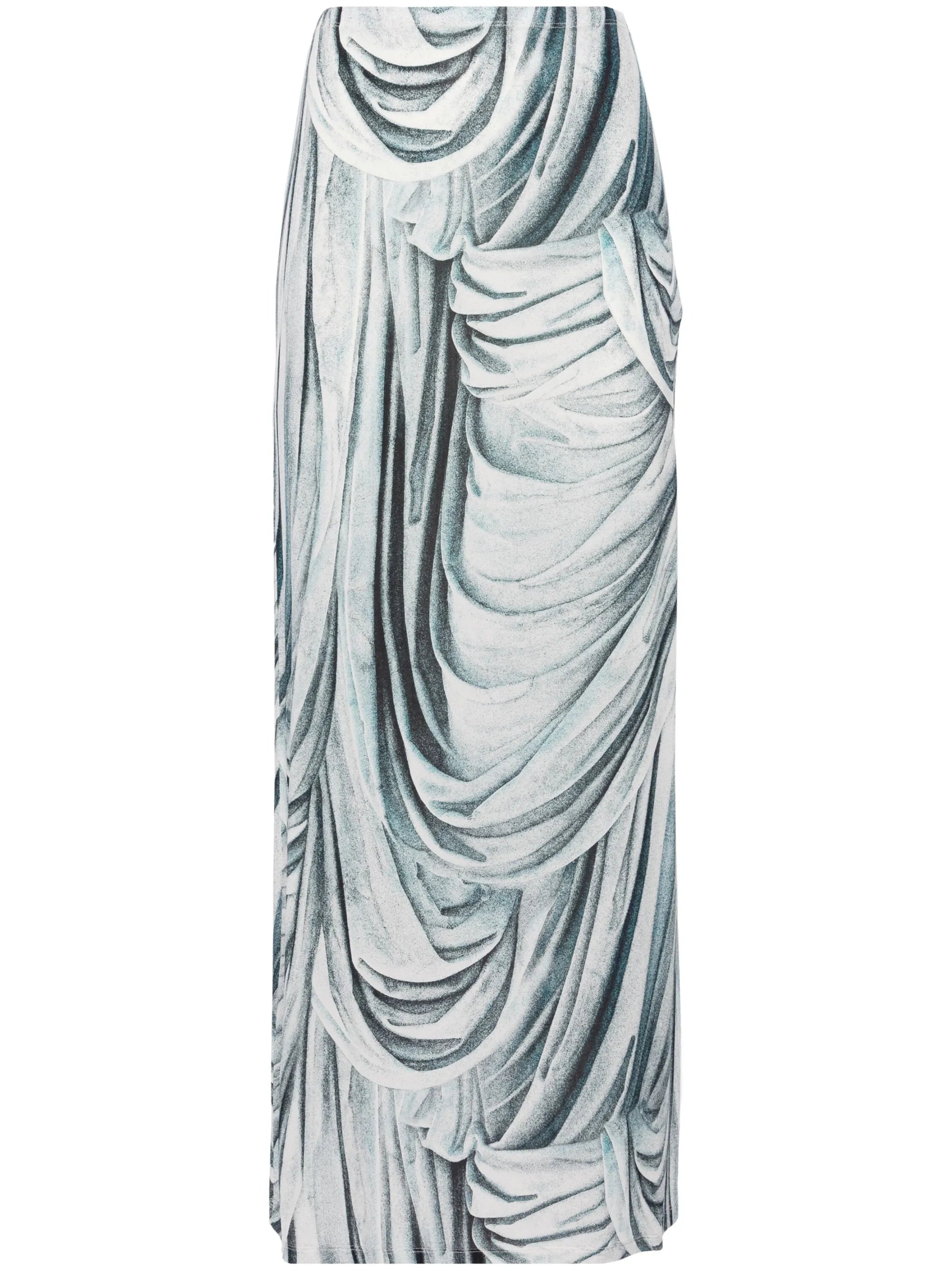 statue-print midi skirt