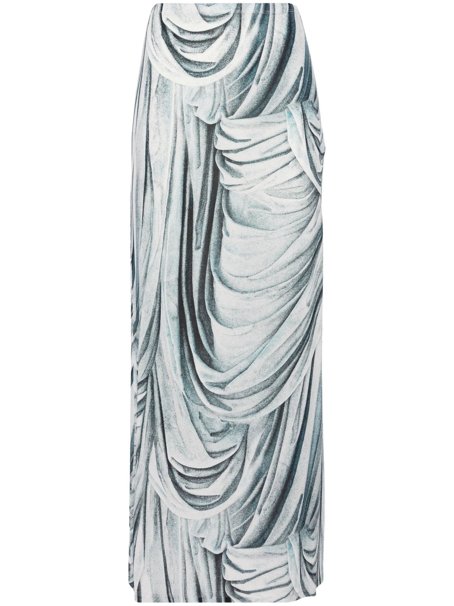 statue-print midi skirt
