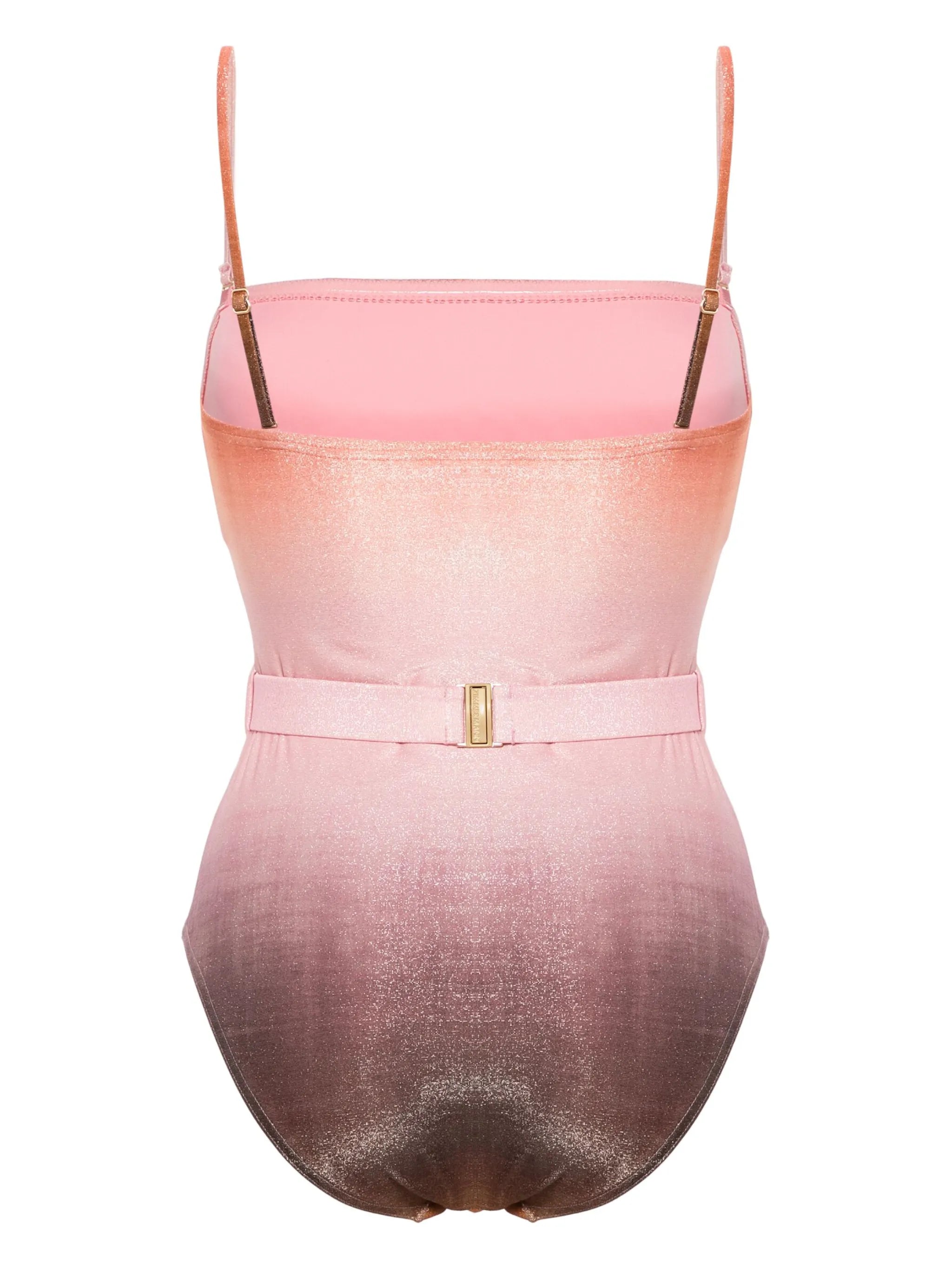 Golden Metallic Bandeau belted swimsuit