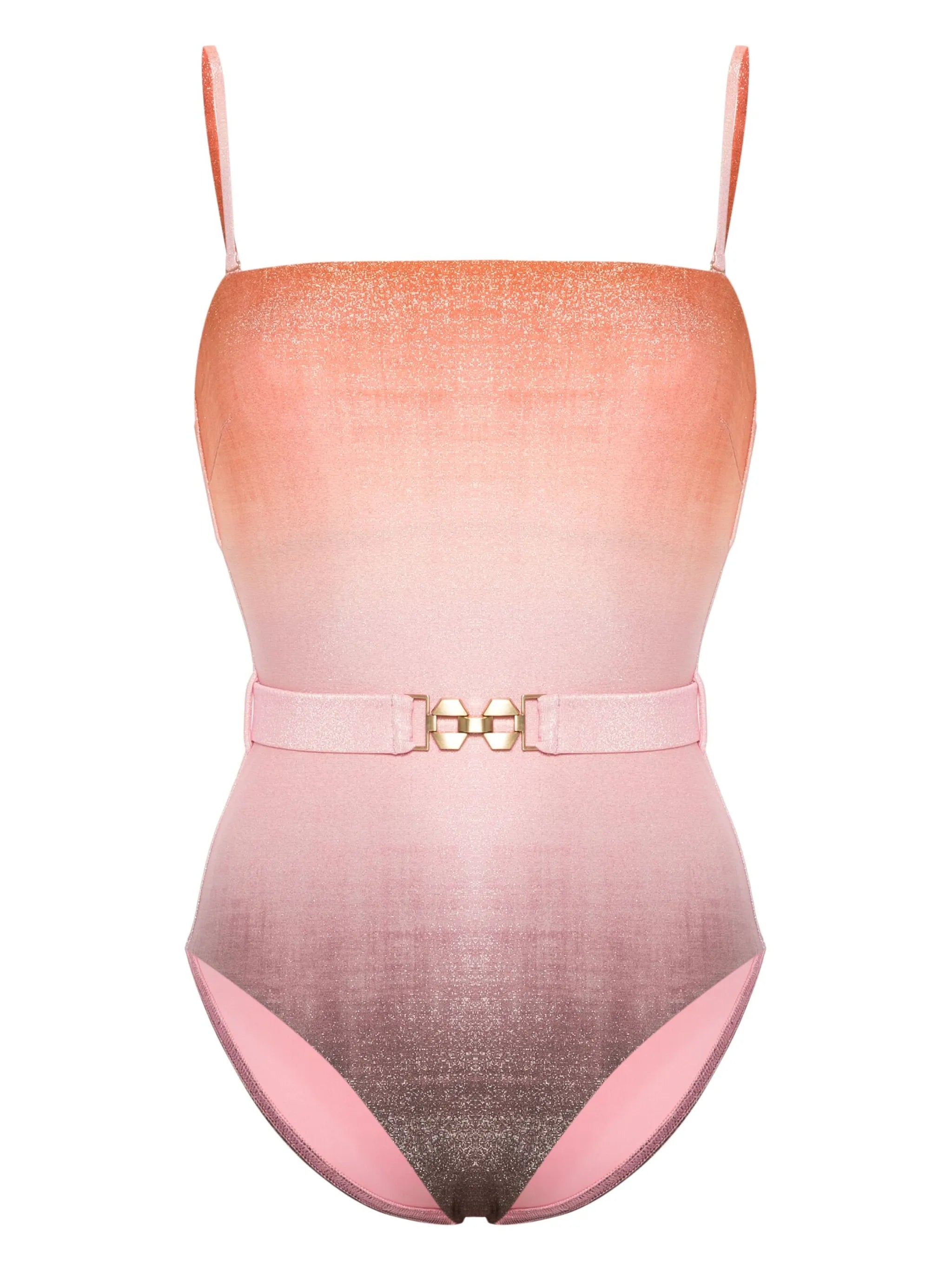 Golden Metallic Bandeau belted swimsuit
