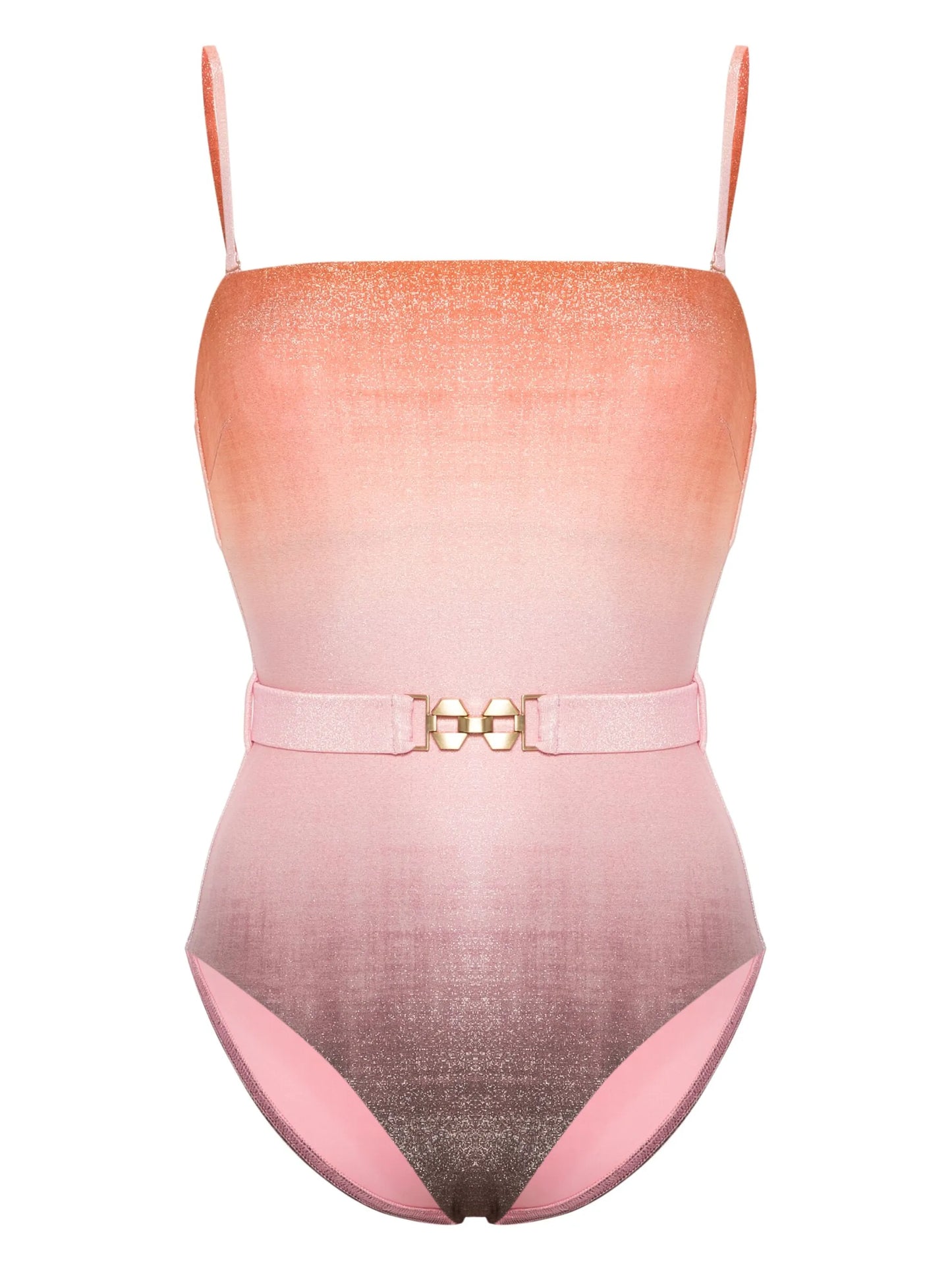 Golden Metallic Bandeau belted swimsuit