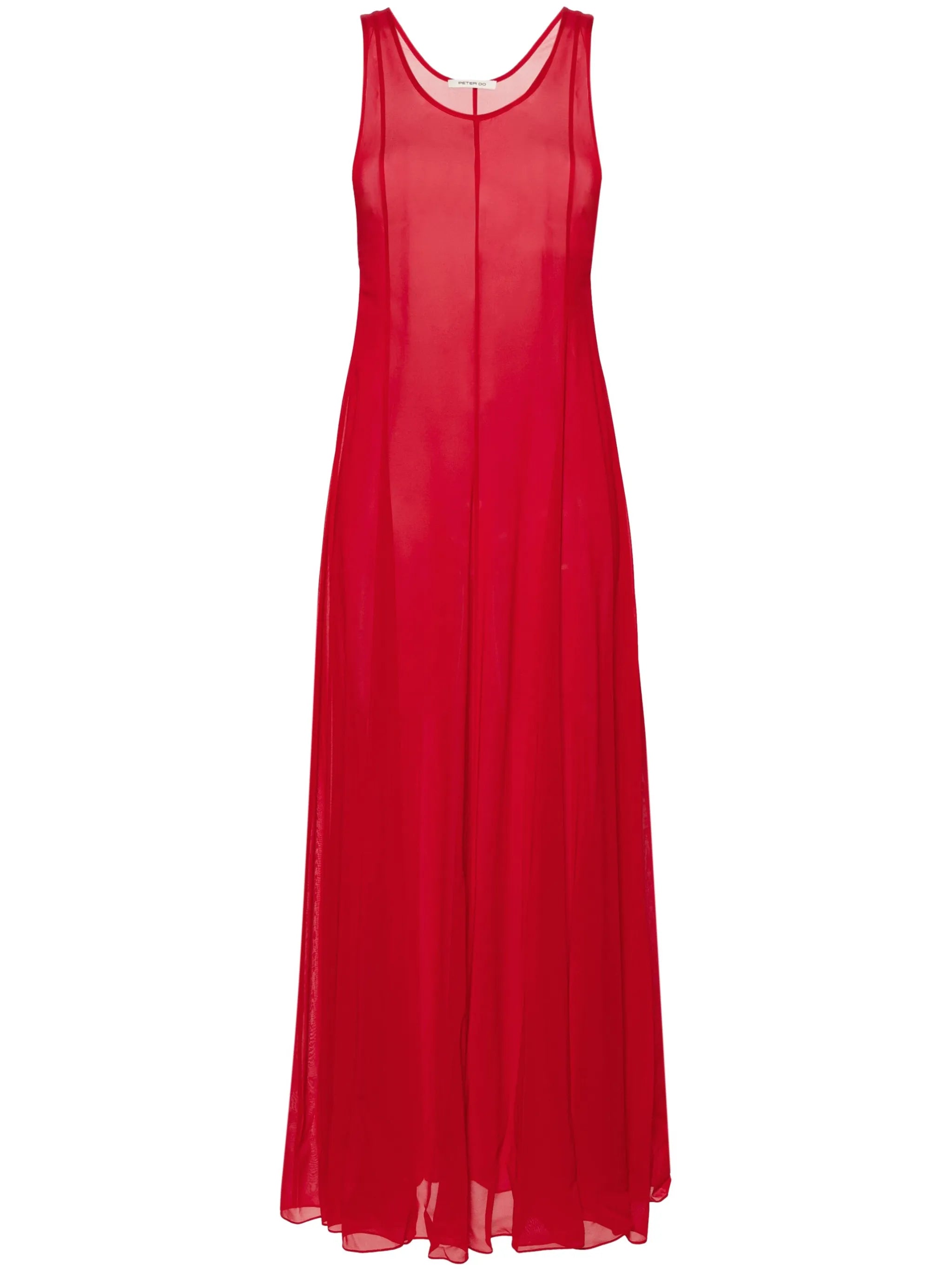sheer flared maxi dress