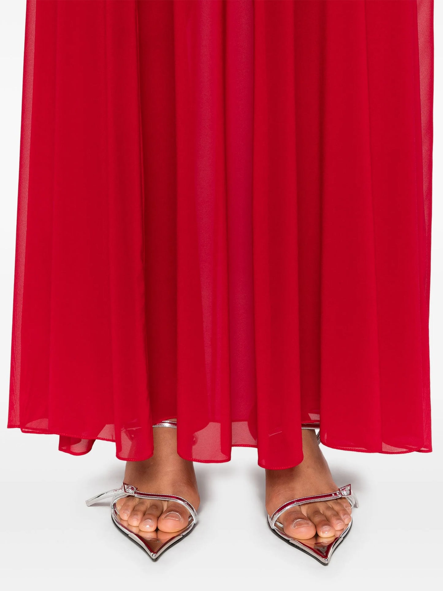 sheer flared maxi dress