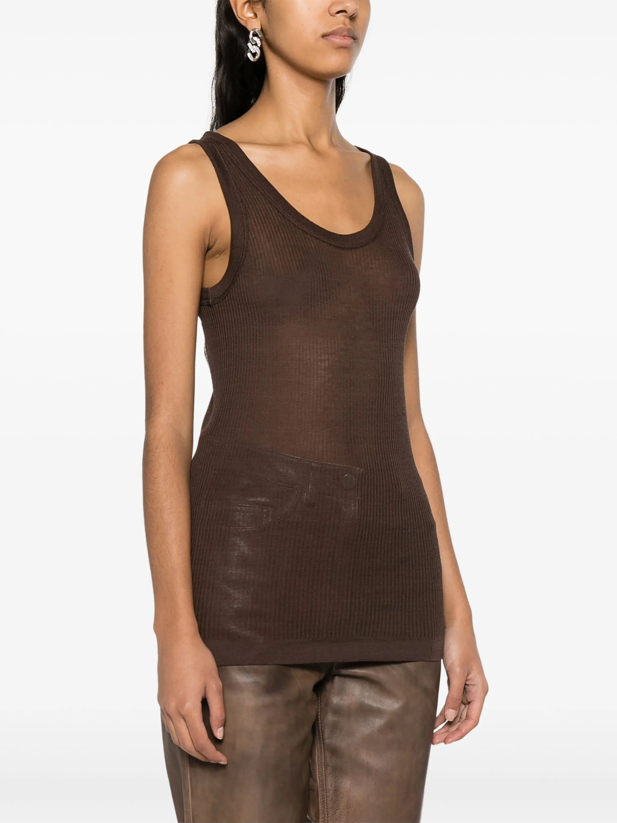 fine-ribbed seamless tank top