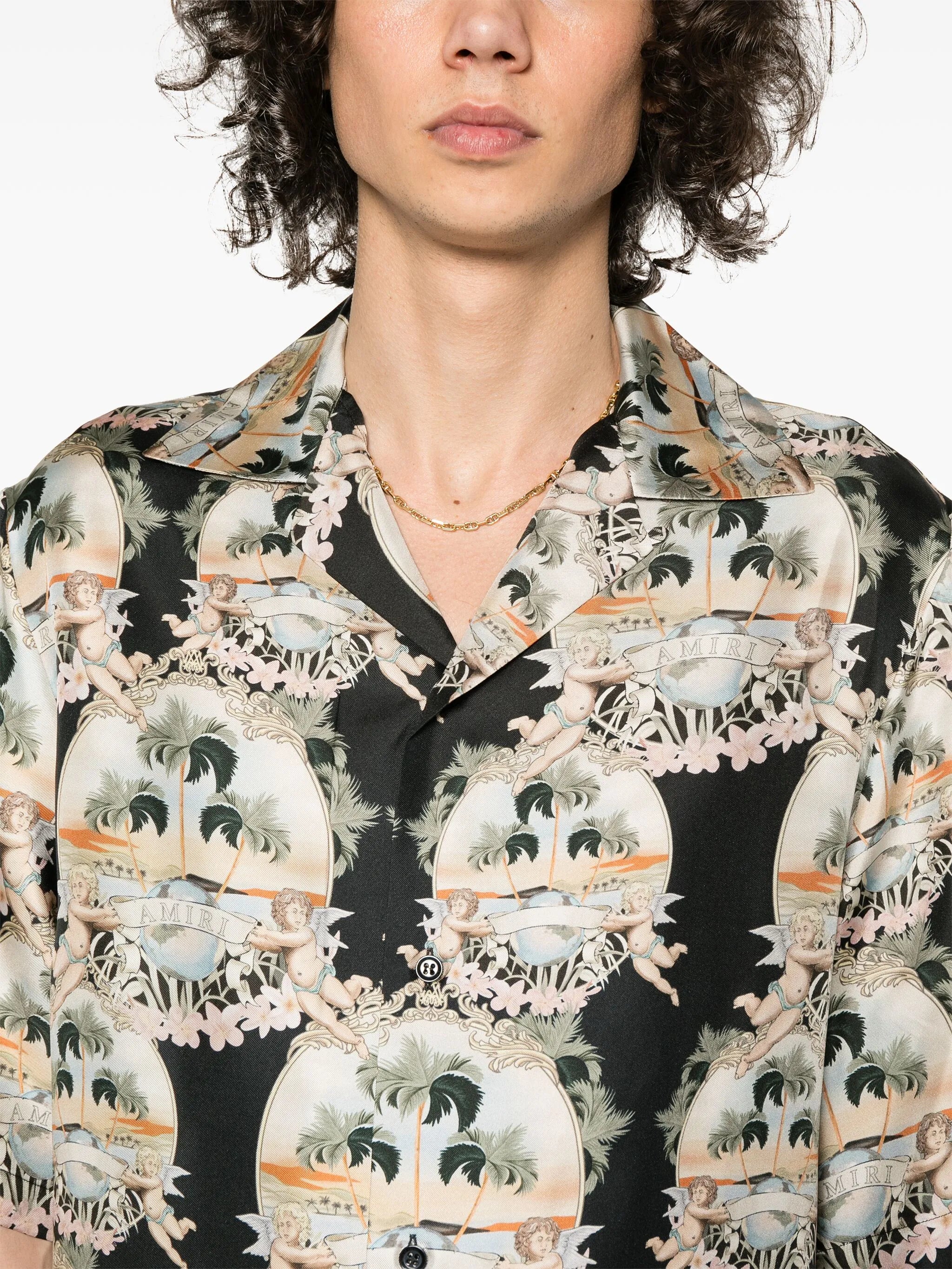 angels landscape-print bowling shirt