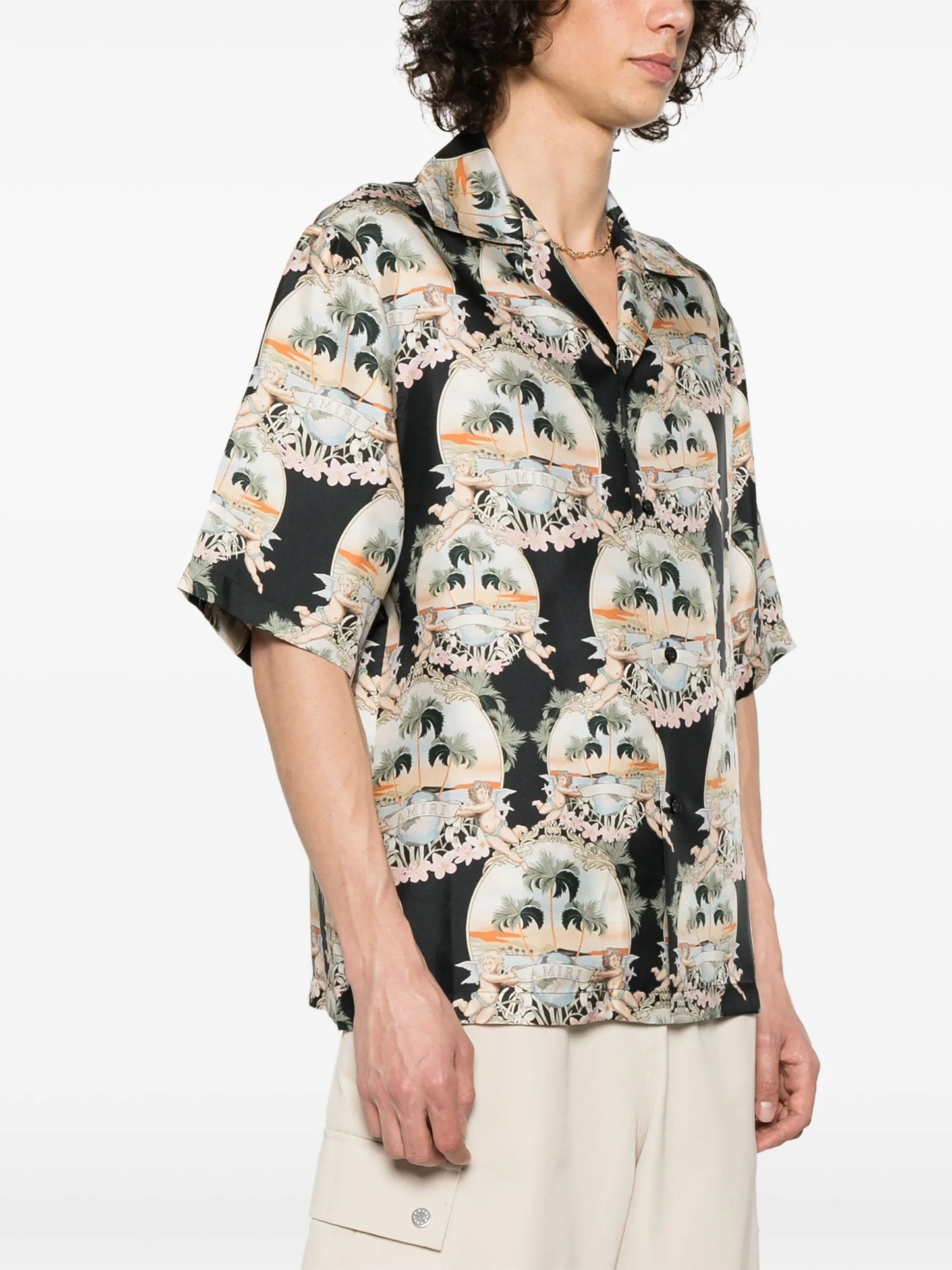 angels landscape-print bowling shirt