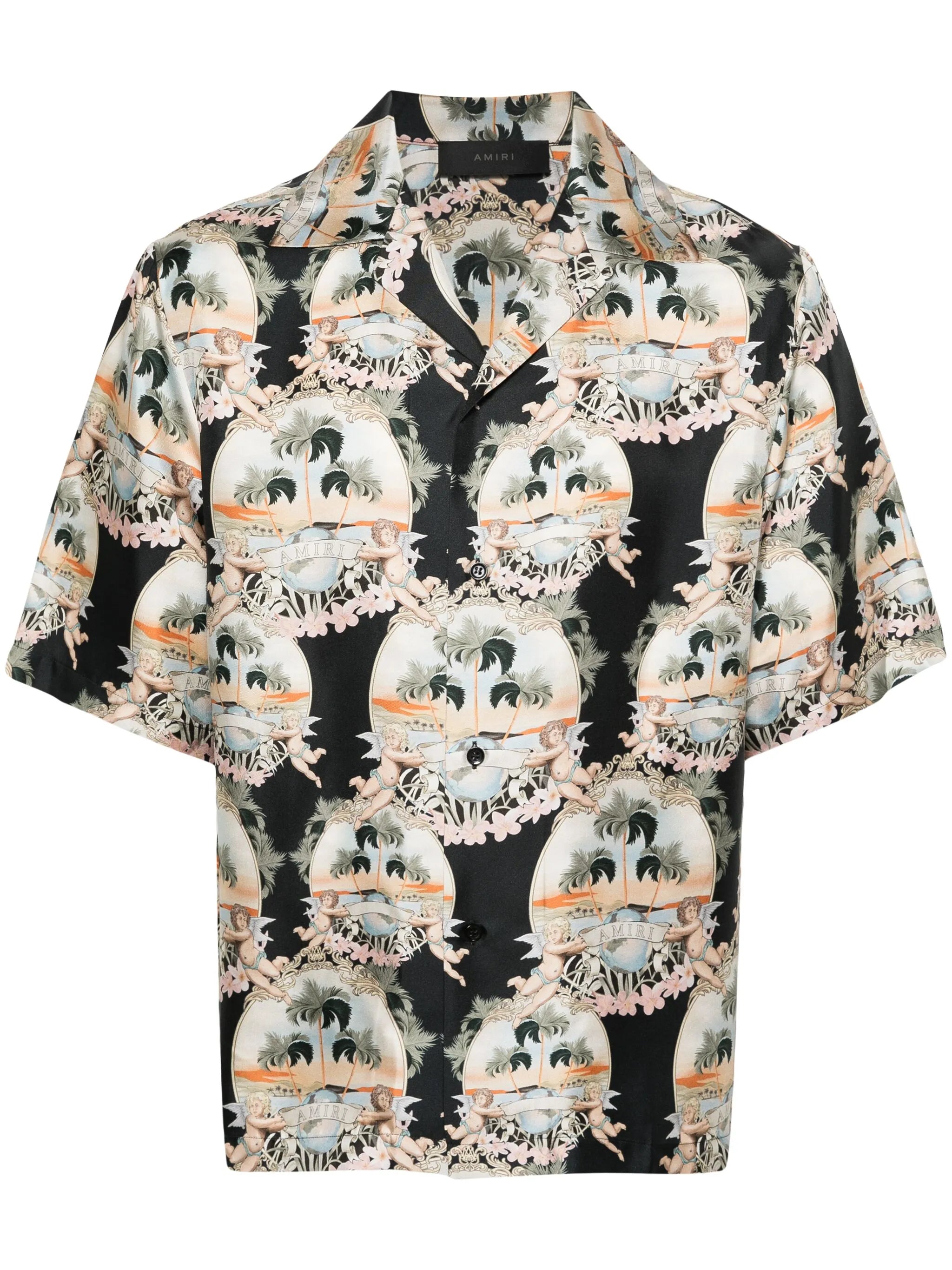 angels landscape-print bowling shirt
