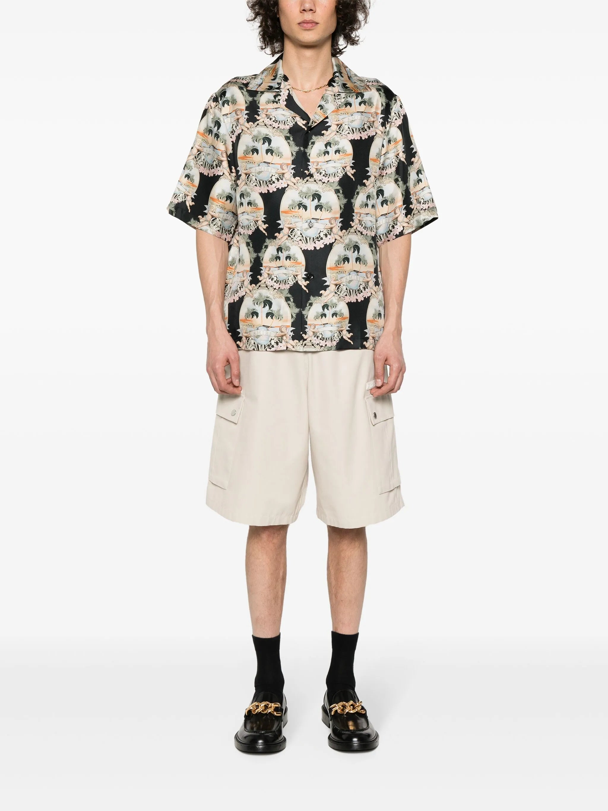 angels landscape-print bowling shirt