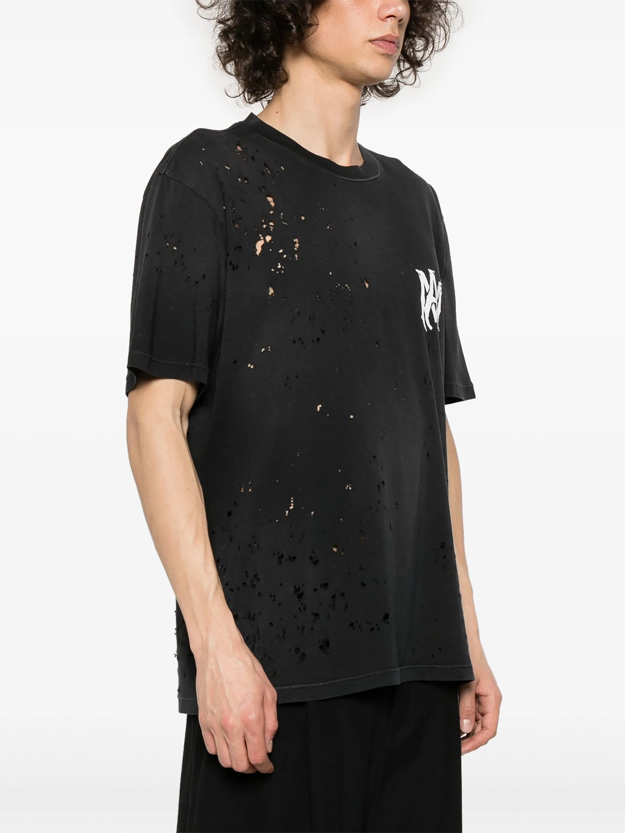 distressed logo-print T-shirt