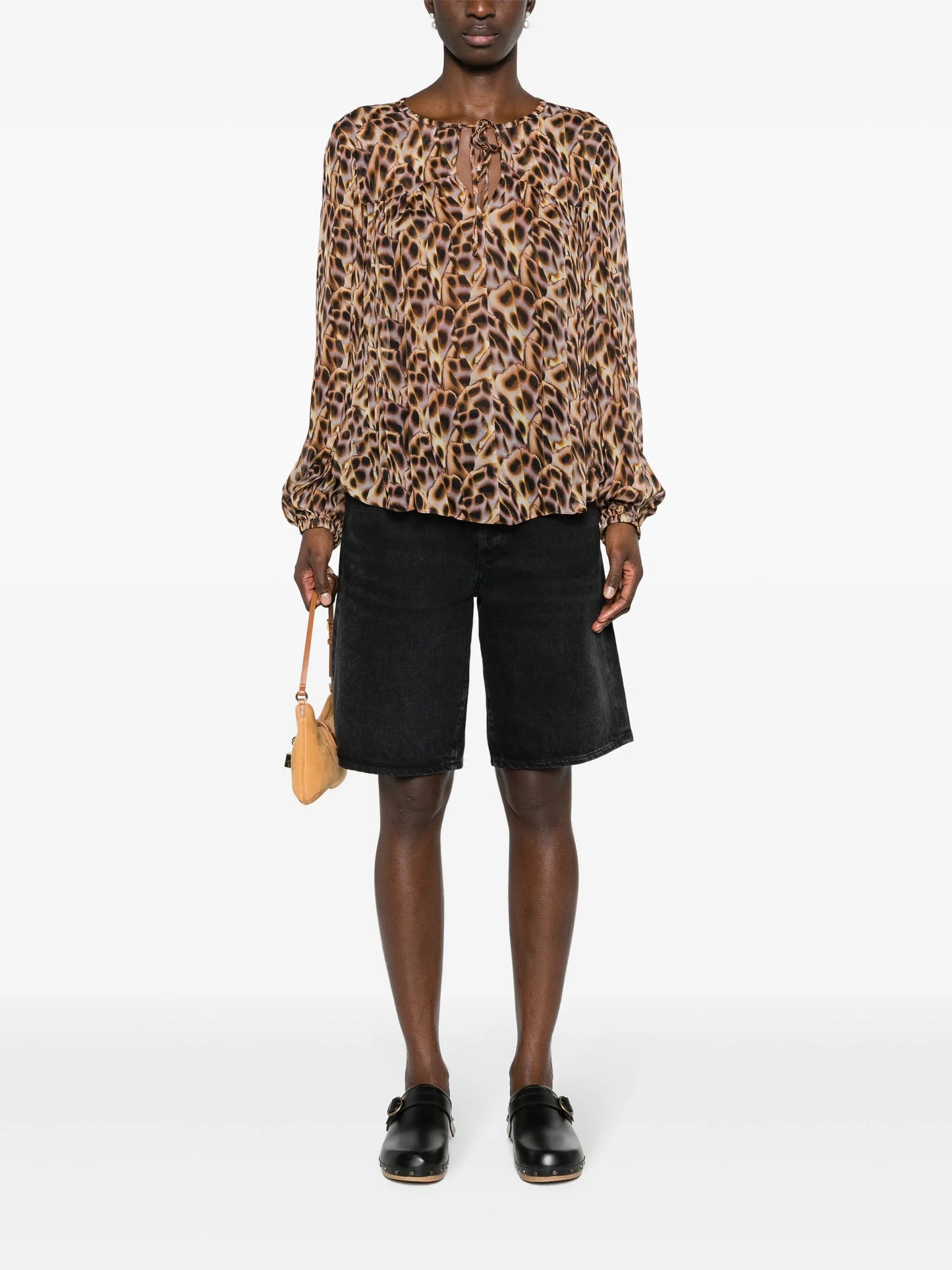 Daytonea abstract-print crepe blouse