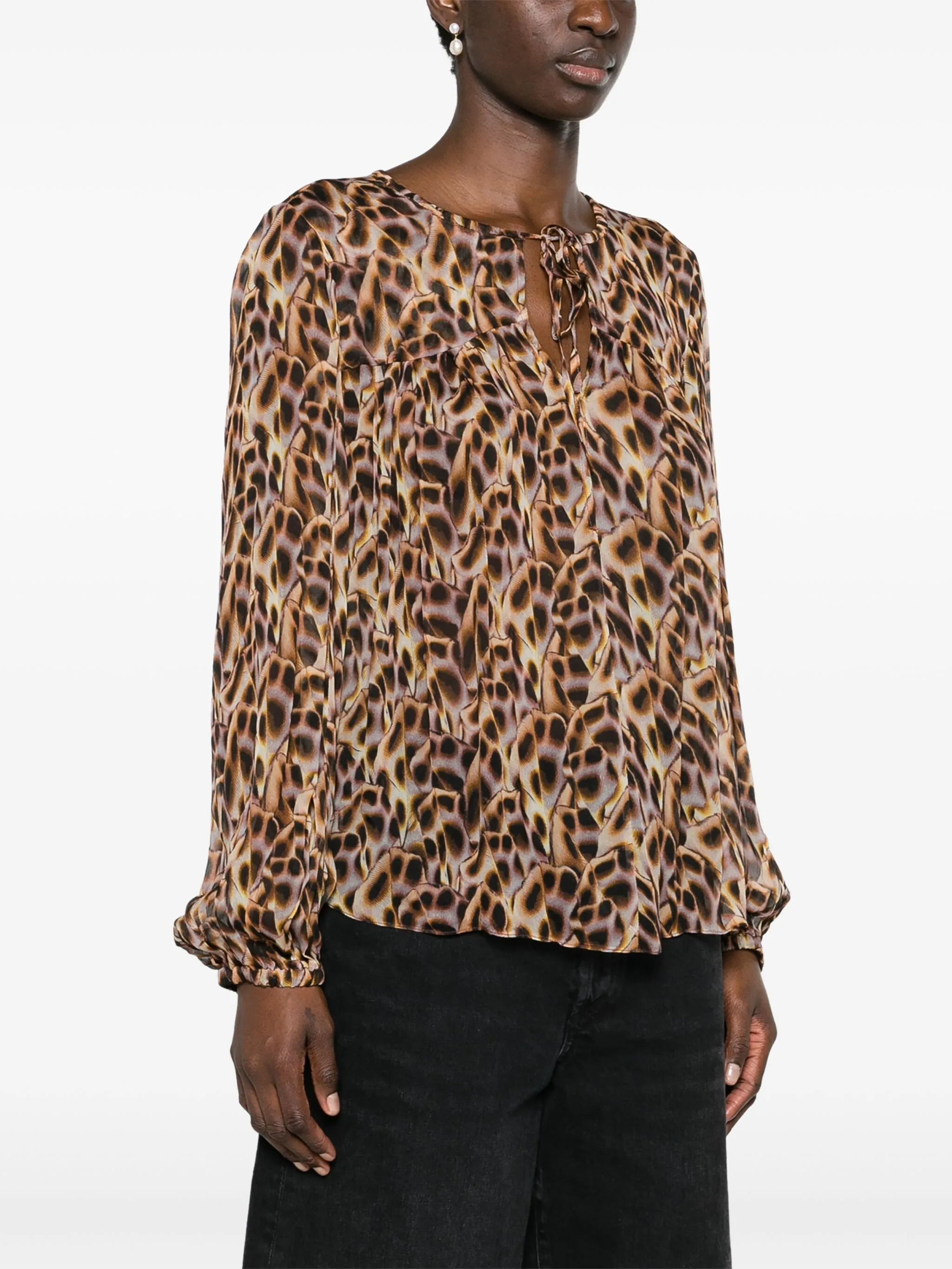 Daytonea abstract-print crepe blouse