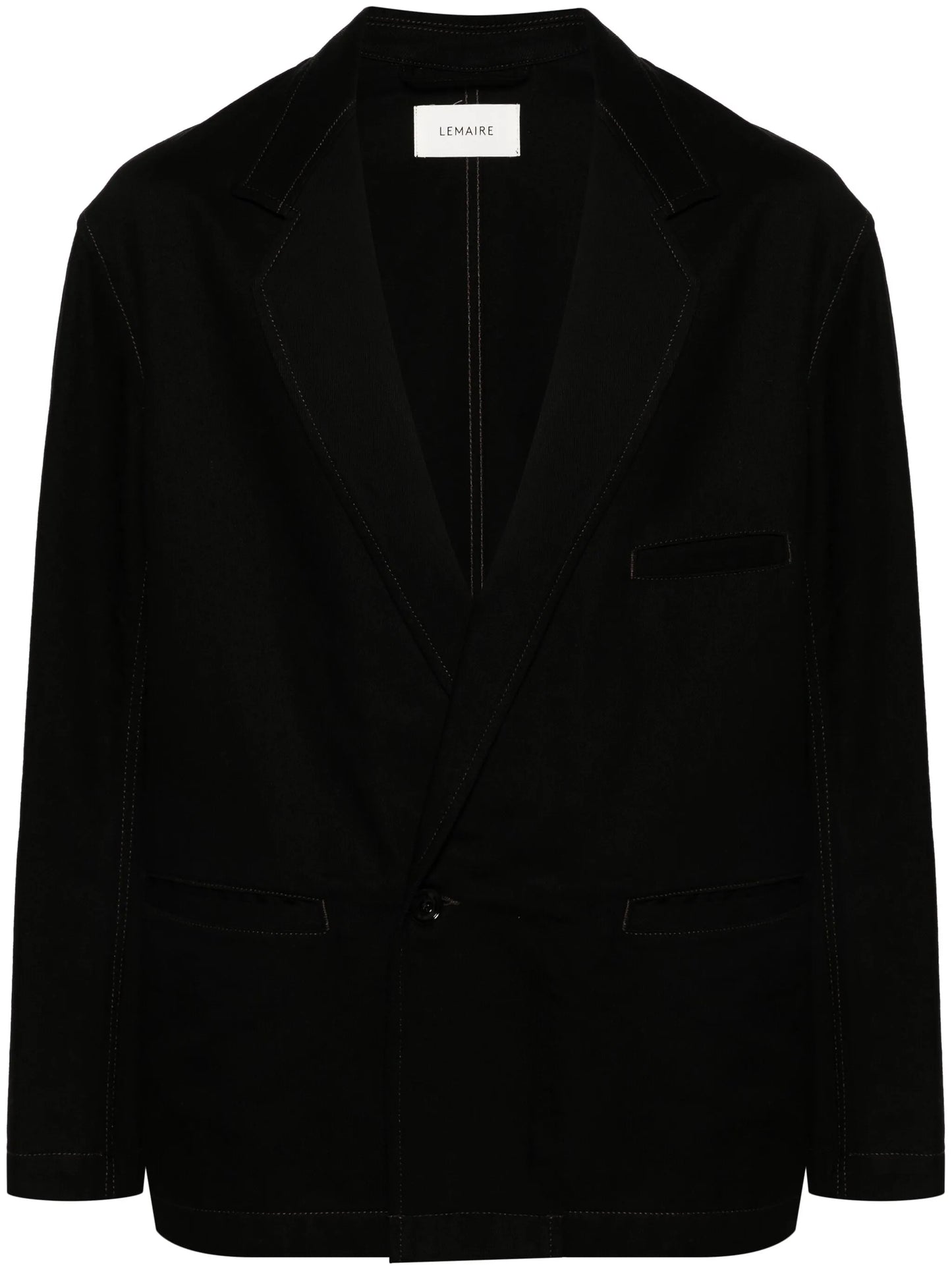single-breasted cotton twill blazer