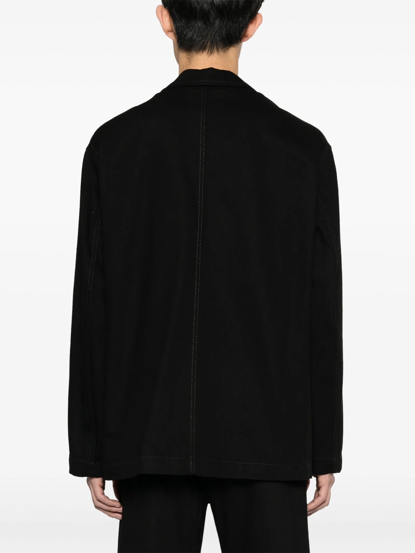 single-breasted cotton twill blazer